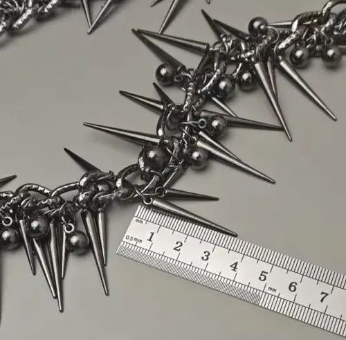 Japanese Brand Retro streetwear punk rivet spike pants pocket chain Size ONE SIZE - 3 Thumbnail