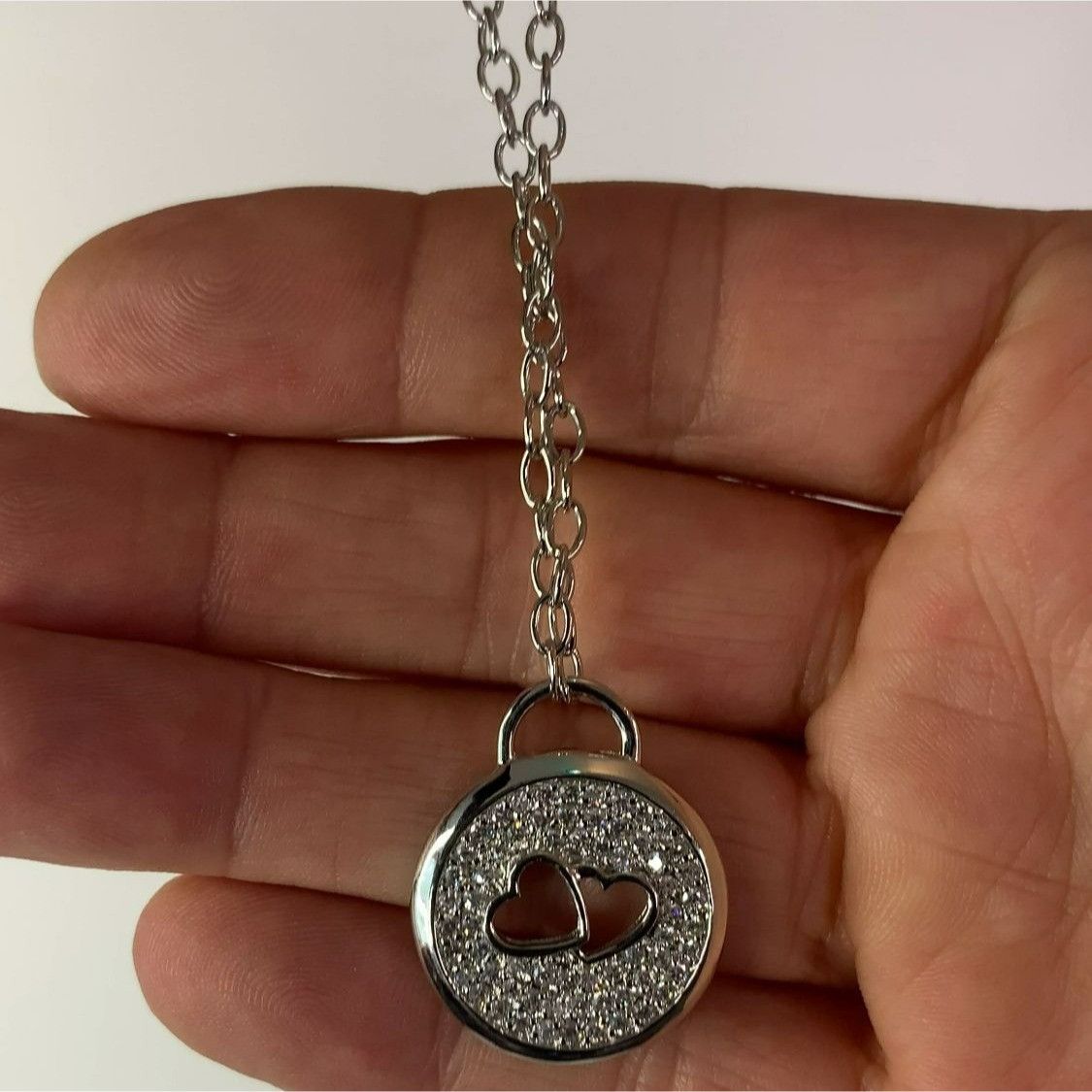 Designer Hearts and Cubic Zirconia Pendant on 16" Choker Chain Size ONE SIZE - 5 Thumbnail