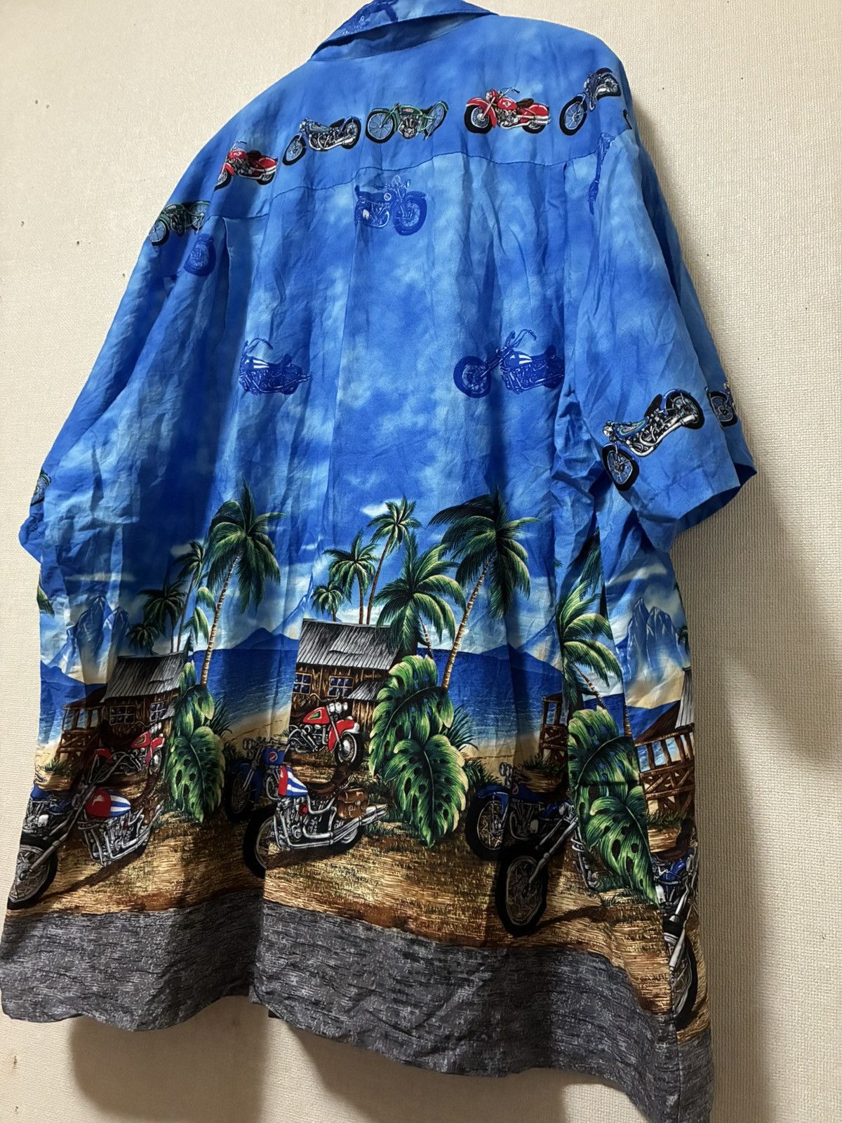 Vintage Aloha Shirt/Motorcycle Print/Made in Hawaii/Vintage/4XL Size US XXL / EU 58 / 5 - 2 Thumbnail