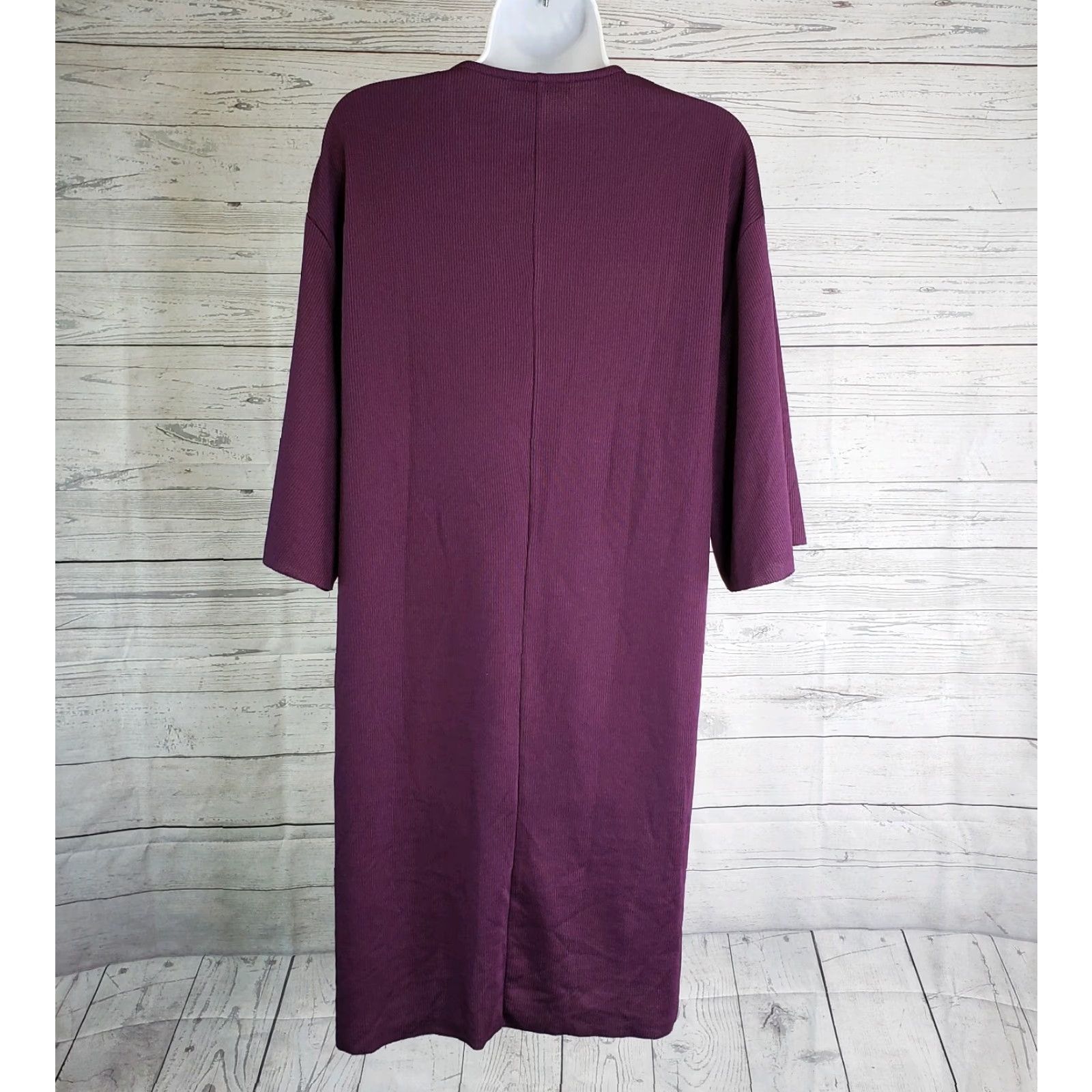 Zara Zara Trafaluc Womens Shift Dress Sz S Solid Purple V-Neck 3/4 Sleeve Dress Size S / US 4 / IT 40 - 2 Thumbnail