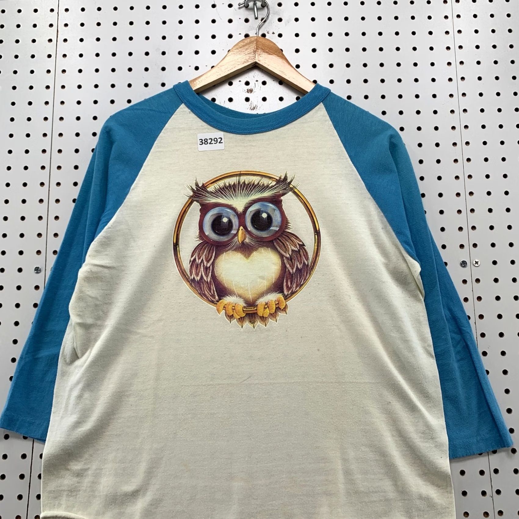 Vintage VINTAGE Stedman Owl Shirt Mens Large White Blue Raglan 3/4 Sleeve T-Shirt USA Size US M / EU 48-50 / 2 - 4 Thumbnail