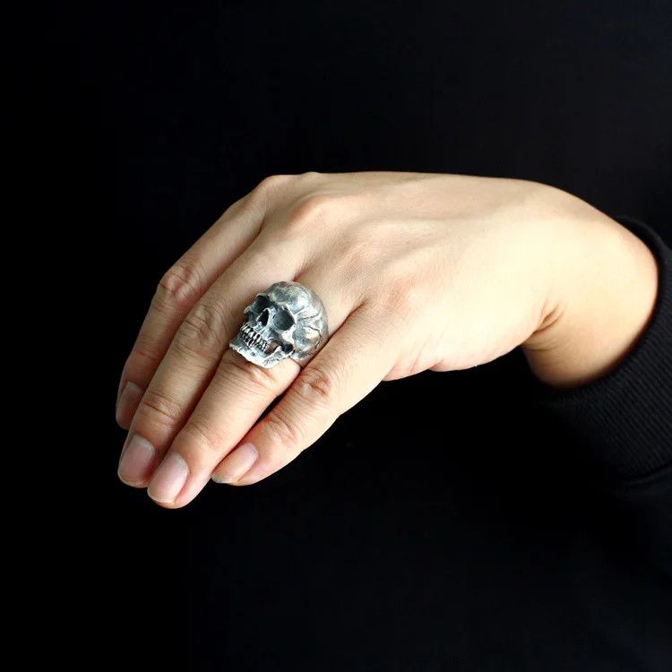 Vintage SIZE 10 Punk 925 Sterling Silver Skull Size ONE SIZE - 6 Thumbnail