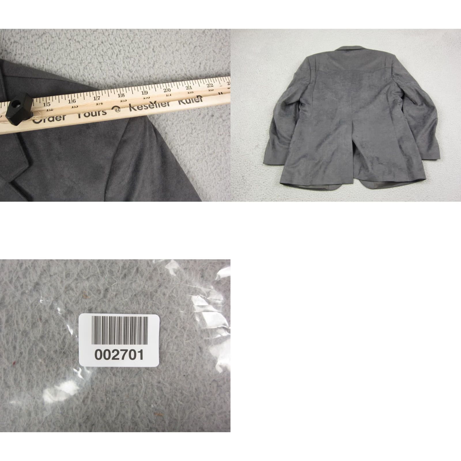 Farah VINTAGE Farah Blazer Mens 44R Gray Velvet Western Sport Coat Blazer Gray Velvet 90s US Made Mens Size 44R - 10 Thumbnail