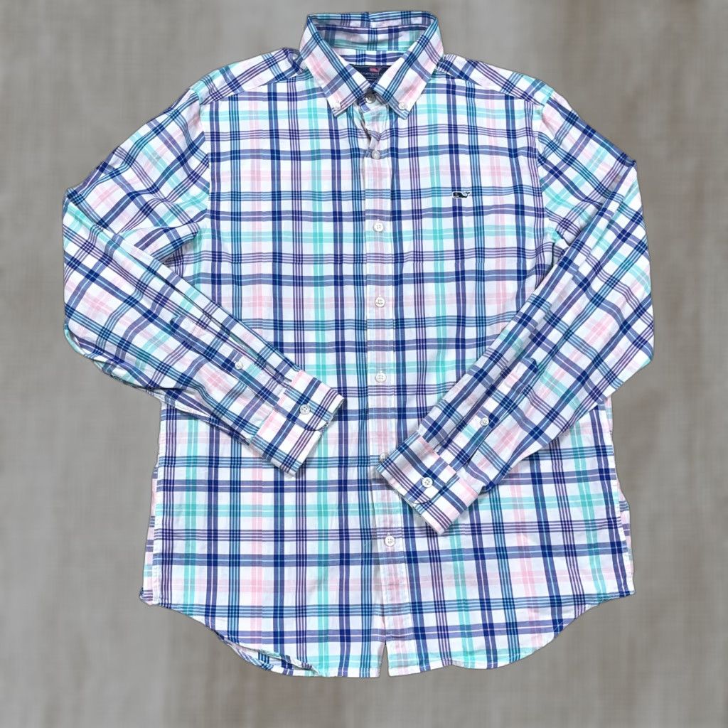 Vineyard Vines VINEYARD VINES Flannel Shirt Men M Button-Up Plaid Blue Logo 90s Preppy Style Size US M / EU 48-50 / 2 - 1 Thumbnail