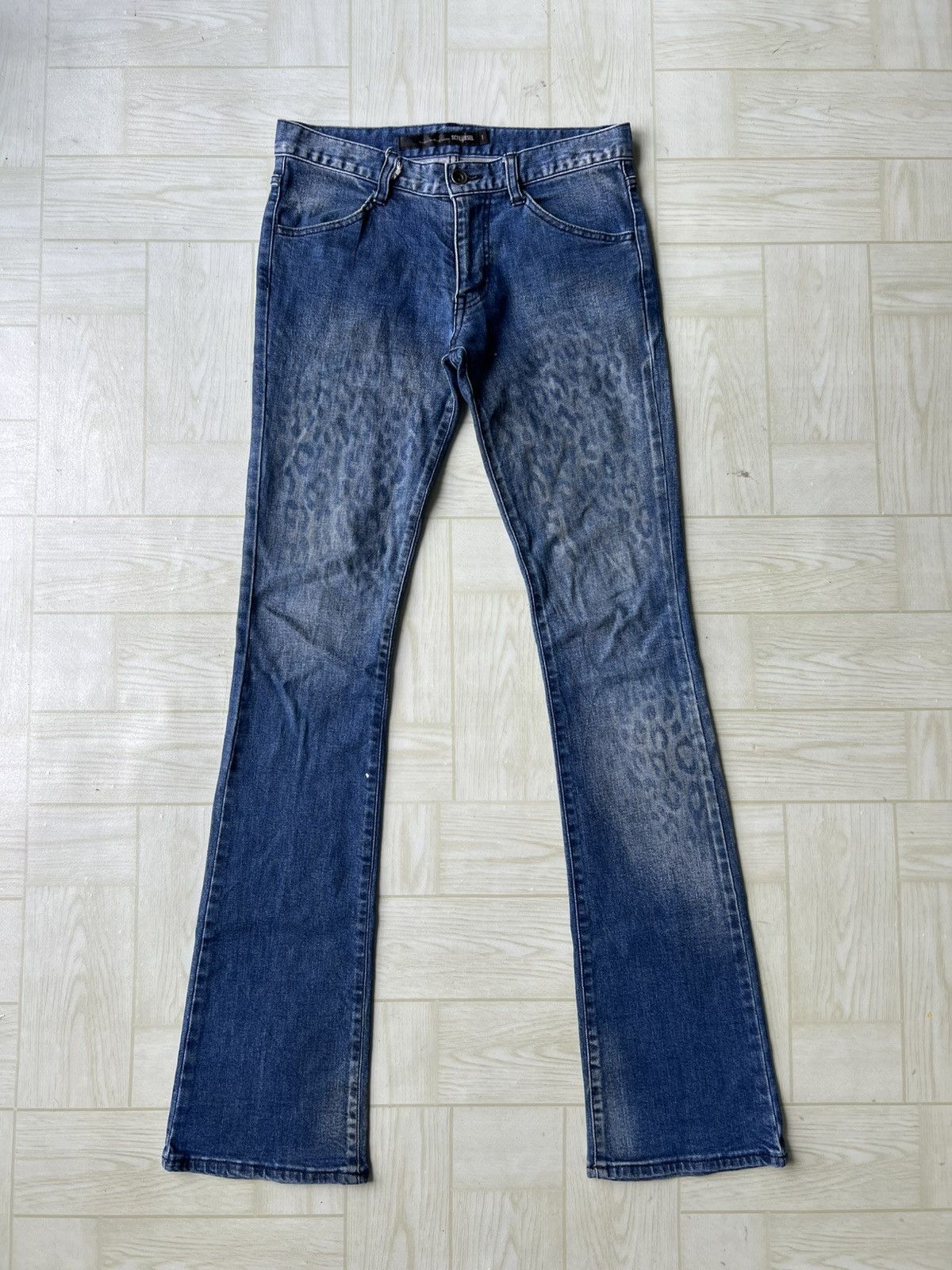 Schlussel Schlussel 🇯🇵 Lace Up Flare Leopard Print Stretch Denim Jeans Size US 28 / EU 44 - 1 Thumbnail