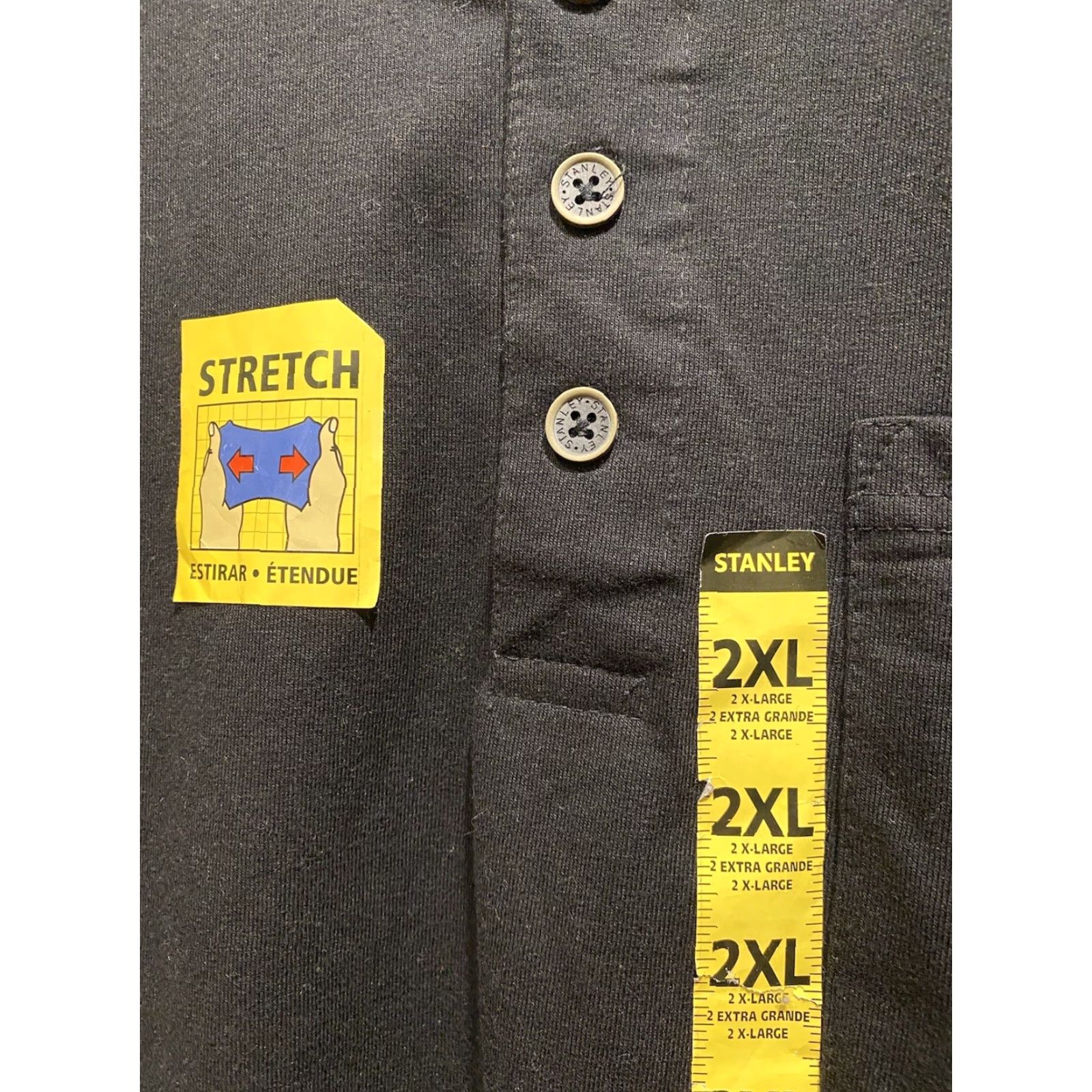 Vintage Stanley Stretch Shirt Mens 2XLBlack Henley Short Sleeve Button-Up NWT Work New Size US XXL / EU 58 / 5 - 4 Thumbnail