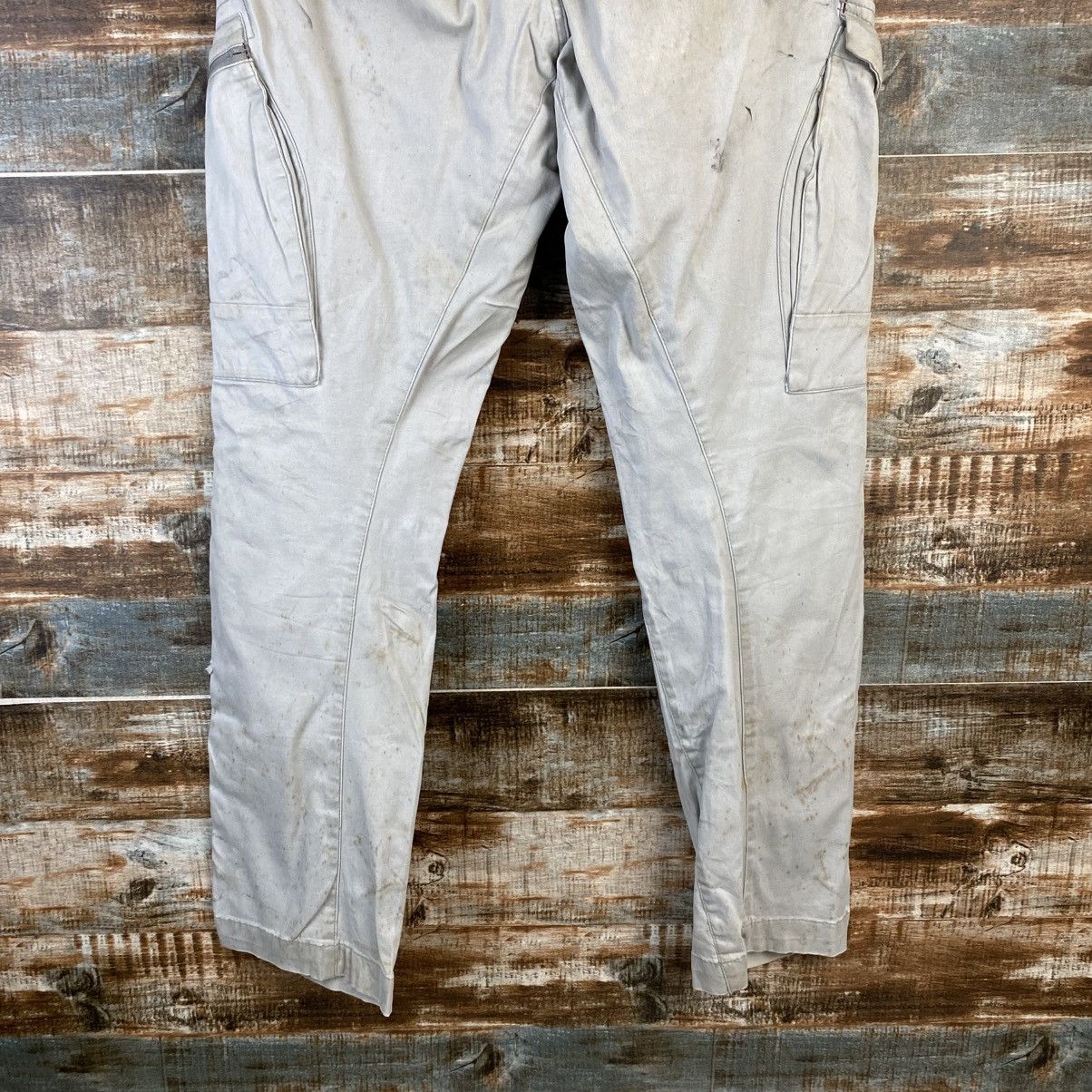 Japanese Brand DL Xebec White thrased dirty Cargo Multipocket Pants #C777 Size US 33 - 17 Thumbnail