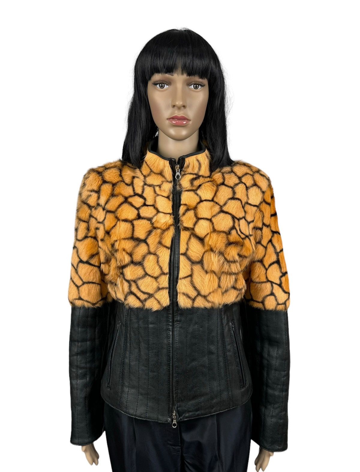 image of Firenze Genuine Leather Real Fur Jacket Italy Size S, Women's