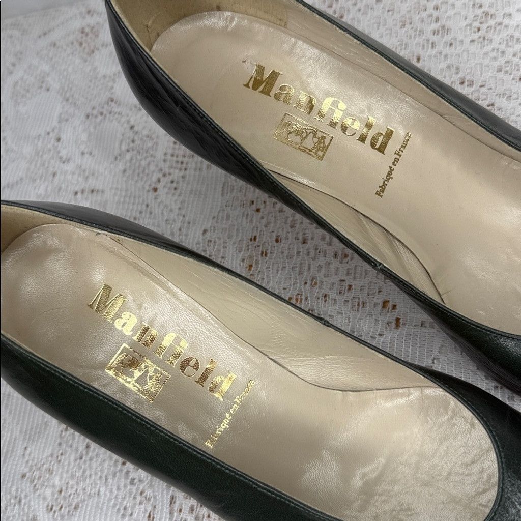The Unbranded Brand Vintage Manfield France high end leather green heels sz 8.5 Size US 8.5 / IT 38.5 - 2 Thumbnail