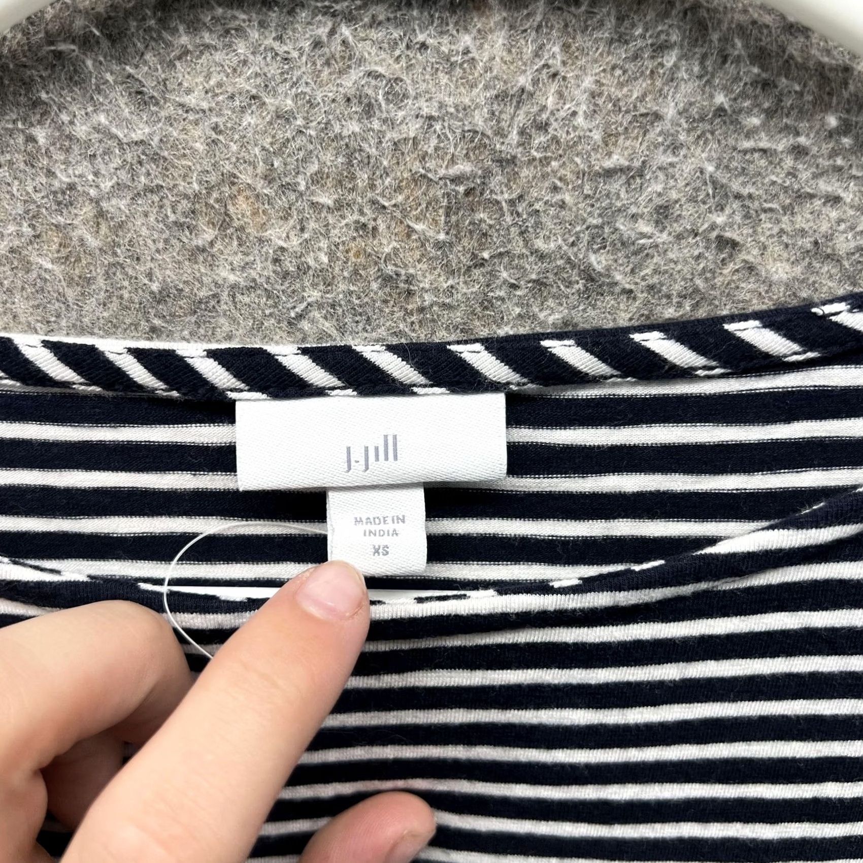 J. Jill J. Jill Shirt Womens XS Blue White Stripe Bell Sleeve Ruffle Embroidered Top Size XS / US 0-2 / IT 36-38 - 6 Thumbnail