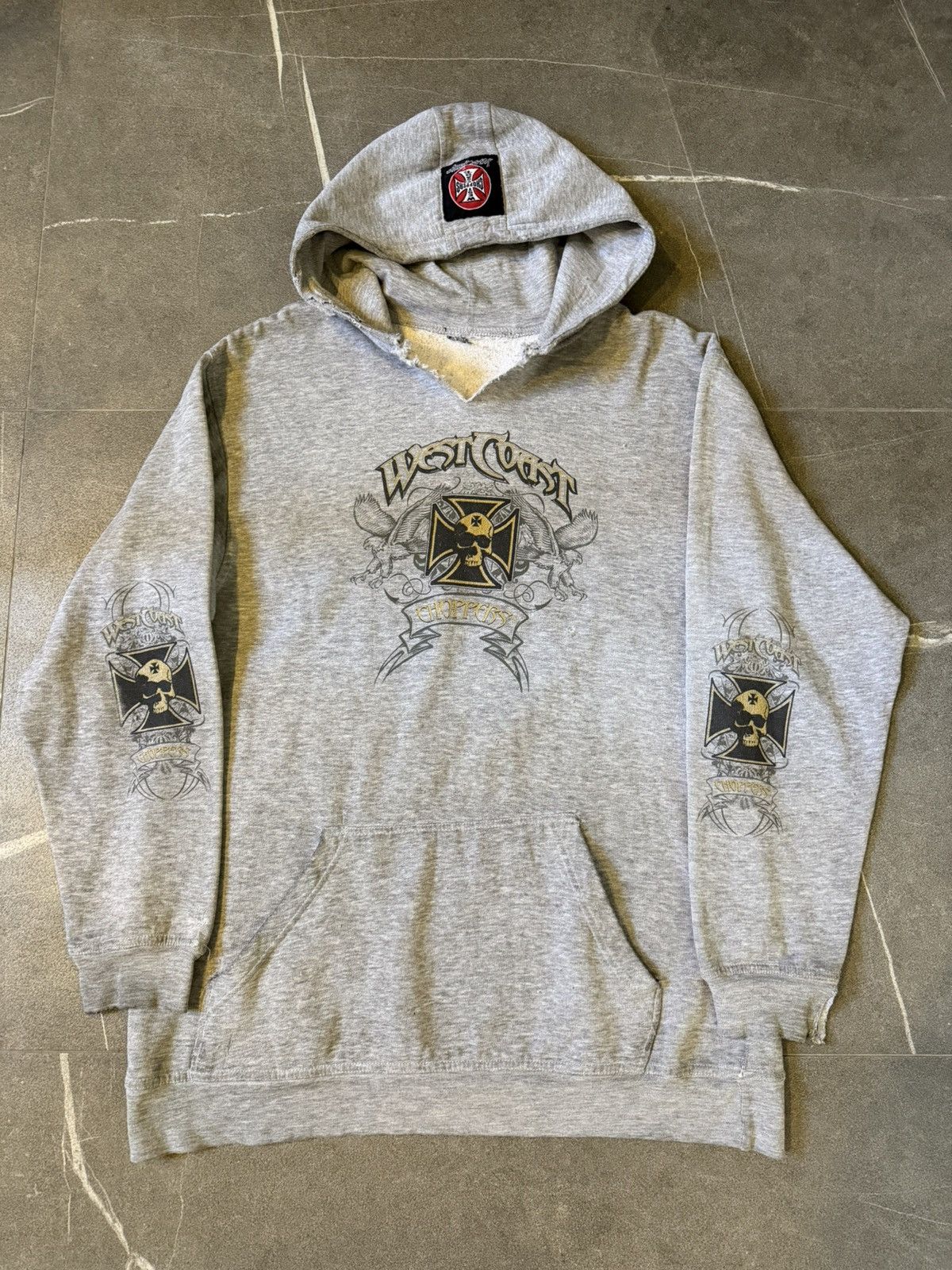 West Coast Choppers West Coast Choppers Skull Trashed Vintage Hoodie Size US XXL / EU 58 / 5 - 2 Thumbnail