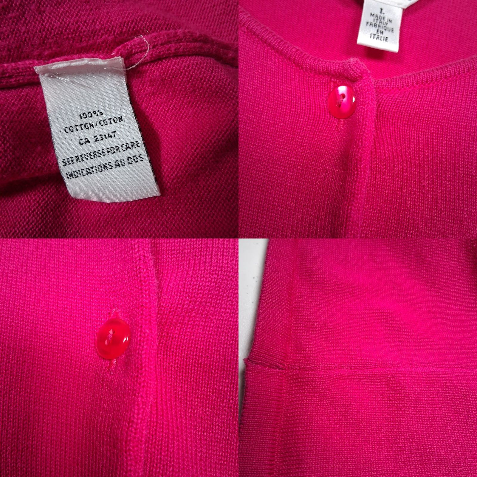 Talbots VINTAGE Talbots Cardigan Sweater Large Pink Magenta Cotton Button Up Italy Size L / US 10 / IT 46 - 8 Thumbnail