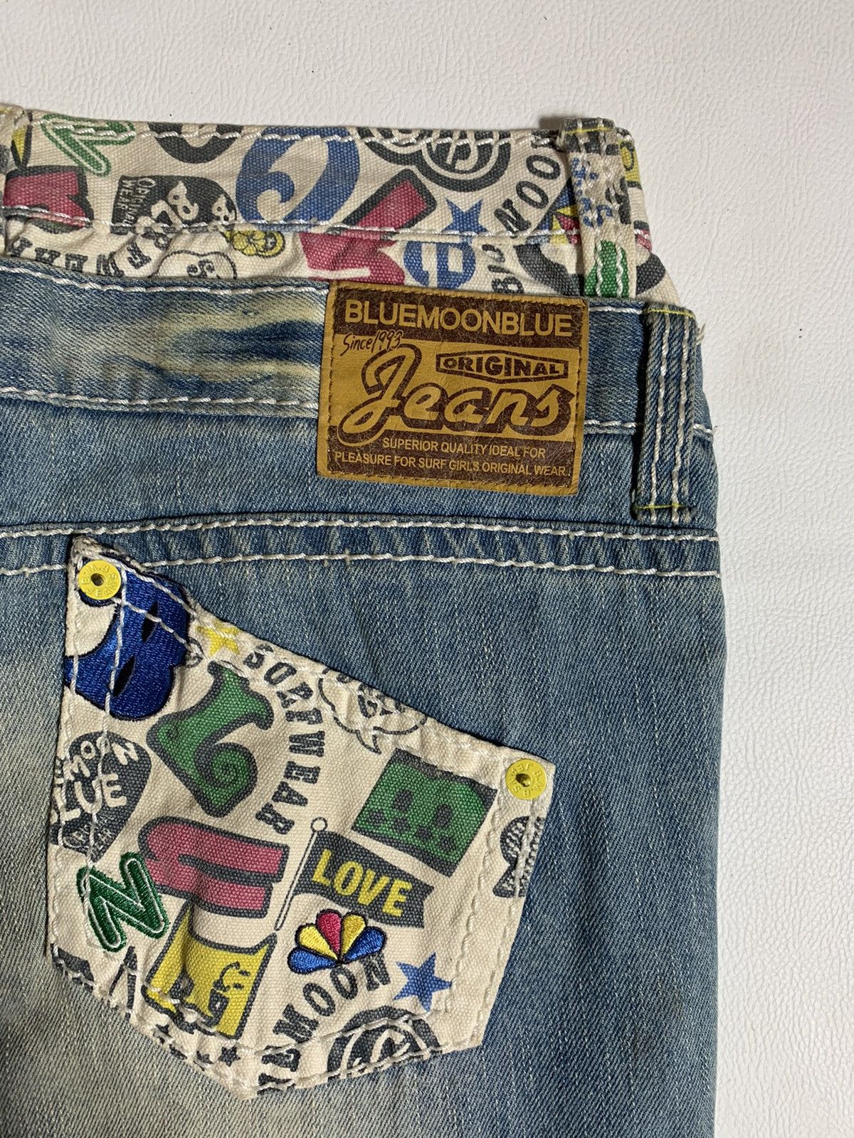 If Six Was Nine 2000s Blue moon blue double waist denim jeans Size US 32 / EU 48 - 6 Thumbnail