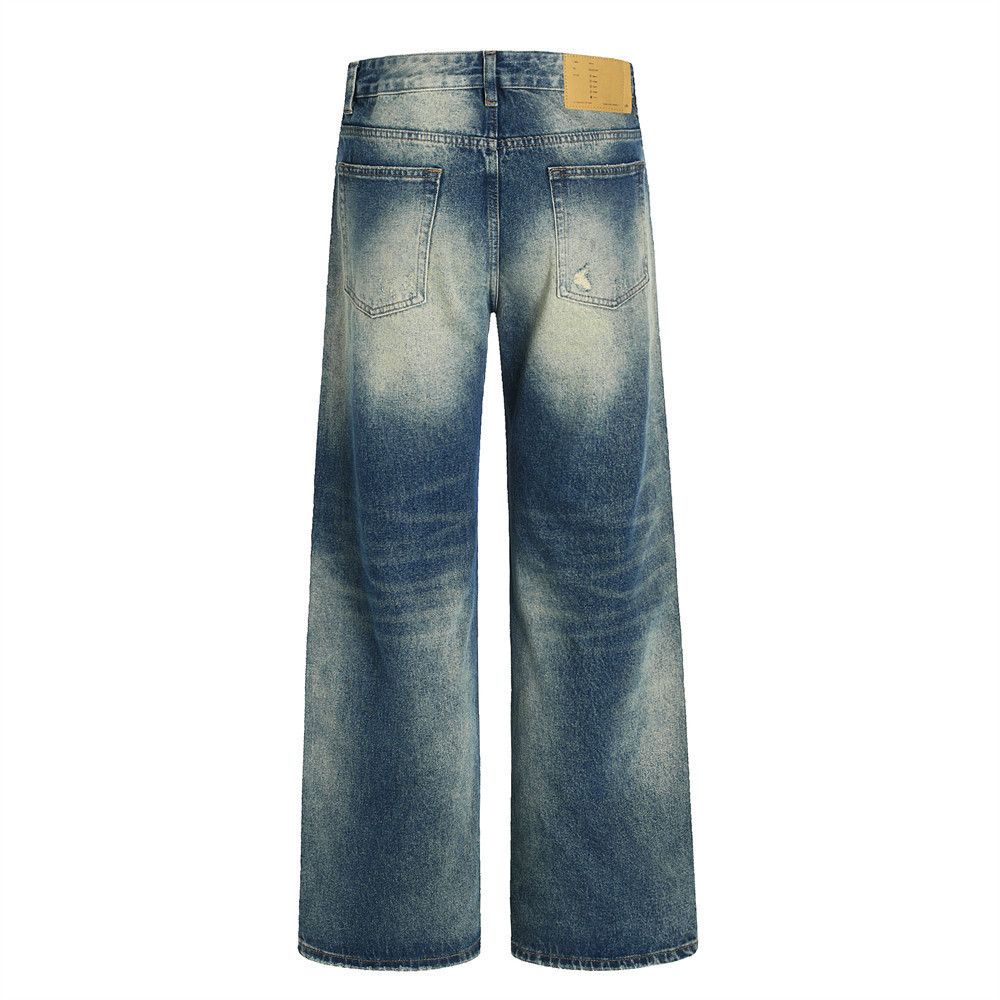 Japanese Brand × Jean Men's trendy ripped washed straight distressed jeans y2k Size US 32 / EU 48 - 3 Thumbnail