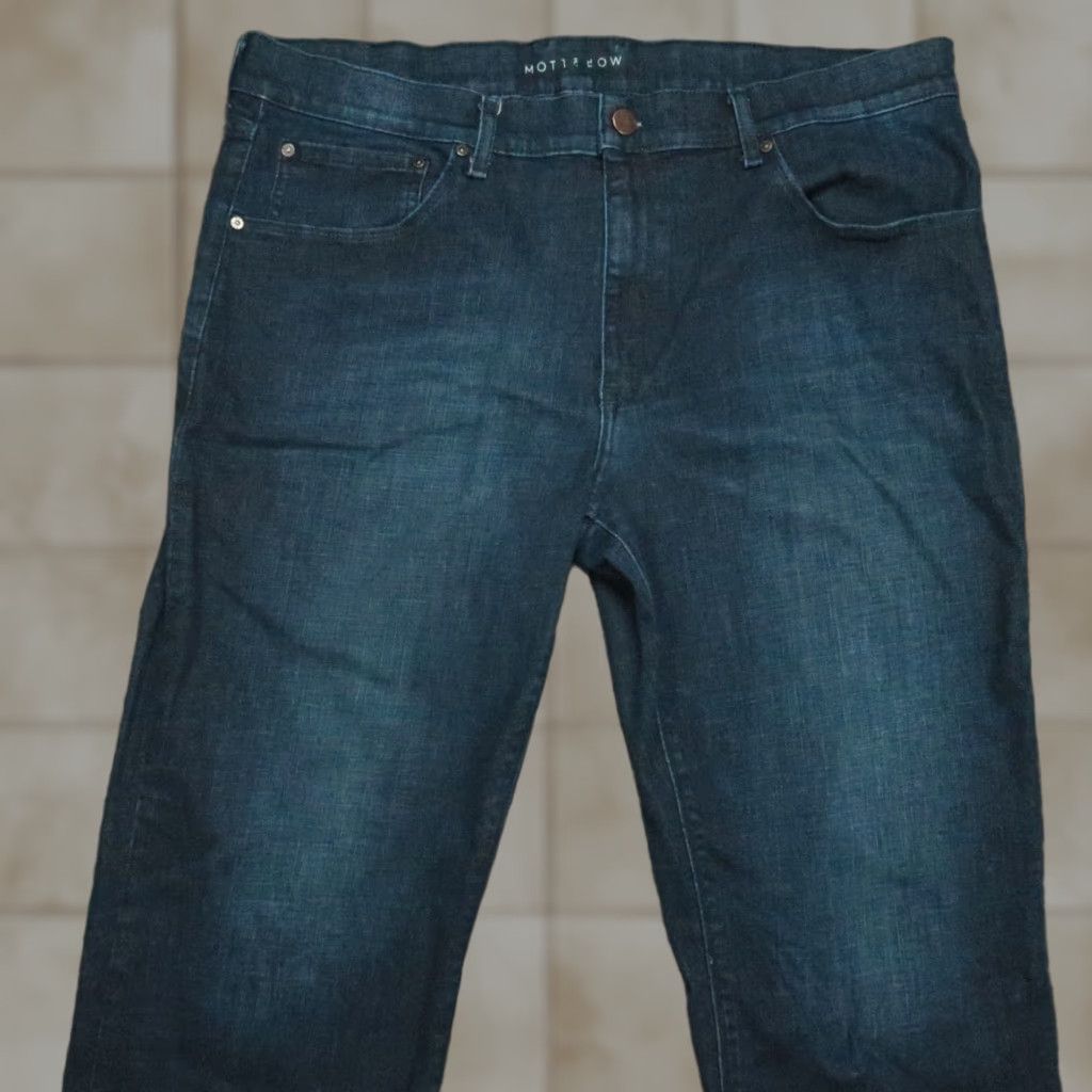 Mott & Bow Mott & Bow Jeans Mens 40x32 Blue Straight 5 Pocket Stretch Denim Dark Wash Size US 40 / EU 56 - 1 Thumbnail
