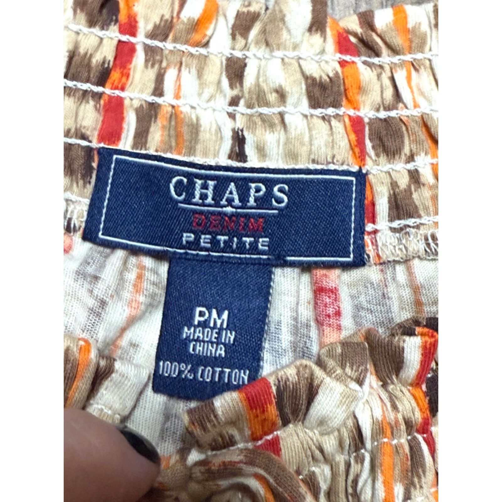 Chaps NWT CHAPS Shirt Women's Petite Medium Brown Red Orange Allover Print Size M / US 6-8 / IT 42-44 - 5 Thumbnail