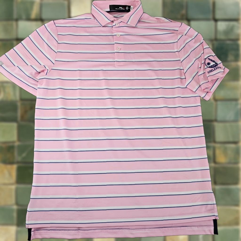 RLX Ralph Lauren RLX Ralph Lauren Polo Shirt Mens Medium Pink Striped Short Sleeve Golf Stretch Size US M / EU 48-50 / 2 - 1 Thumbnail