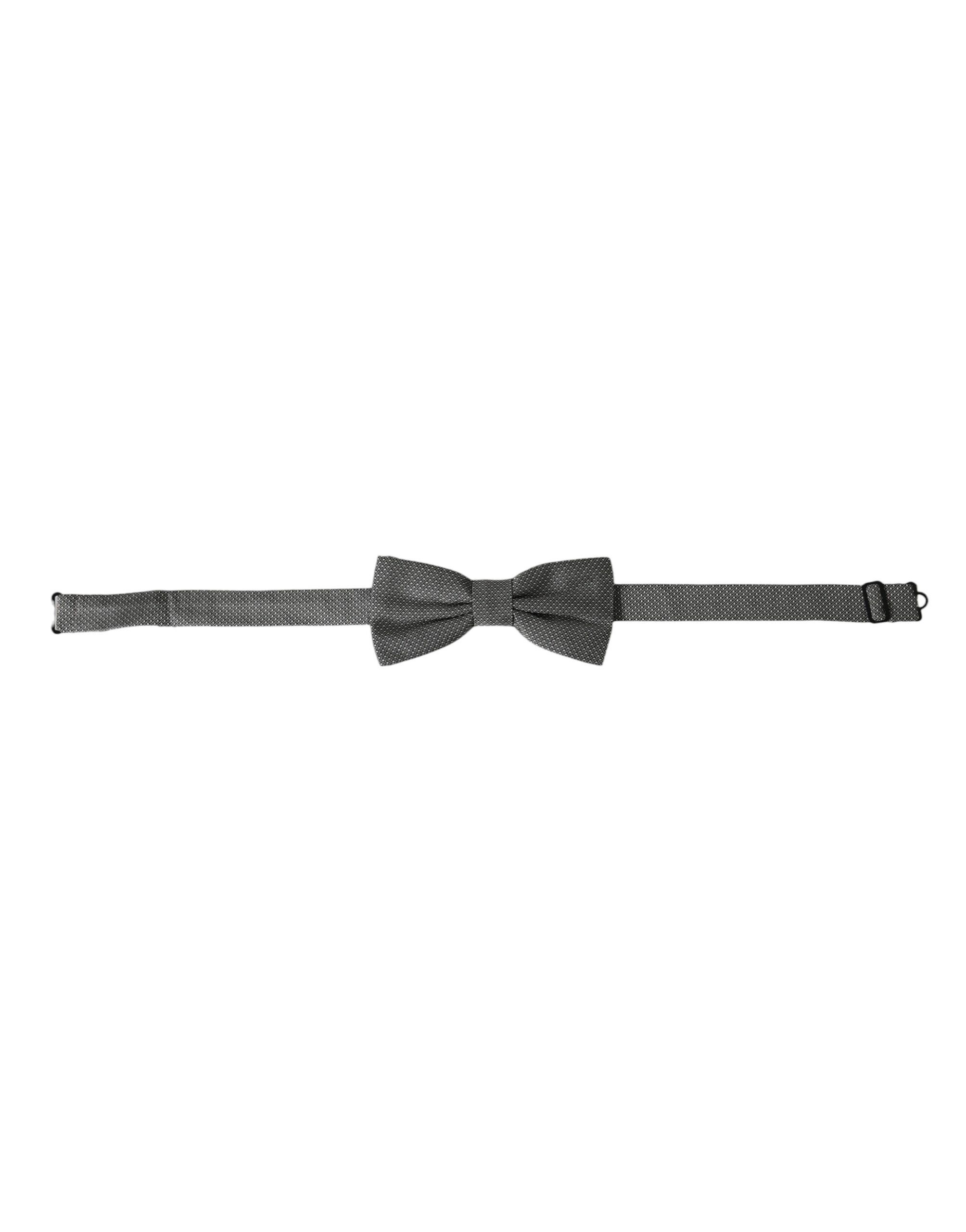 Dolce & Gabbana Gray Silk Patterned Adjustable Neck Men Papillon Bow Men's Size ONE SIZE - 1 Thumbnail