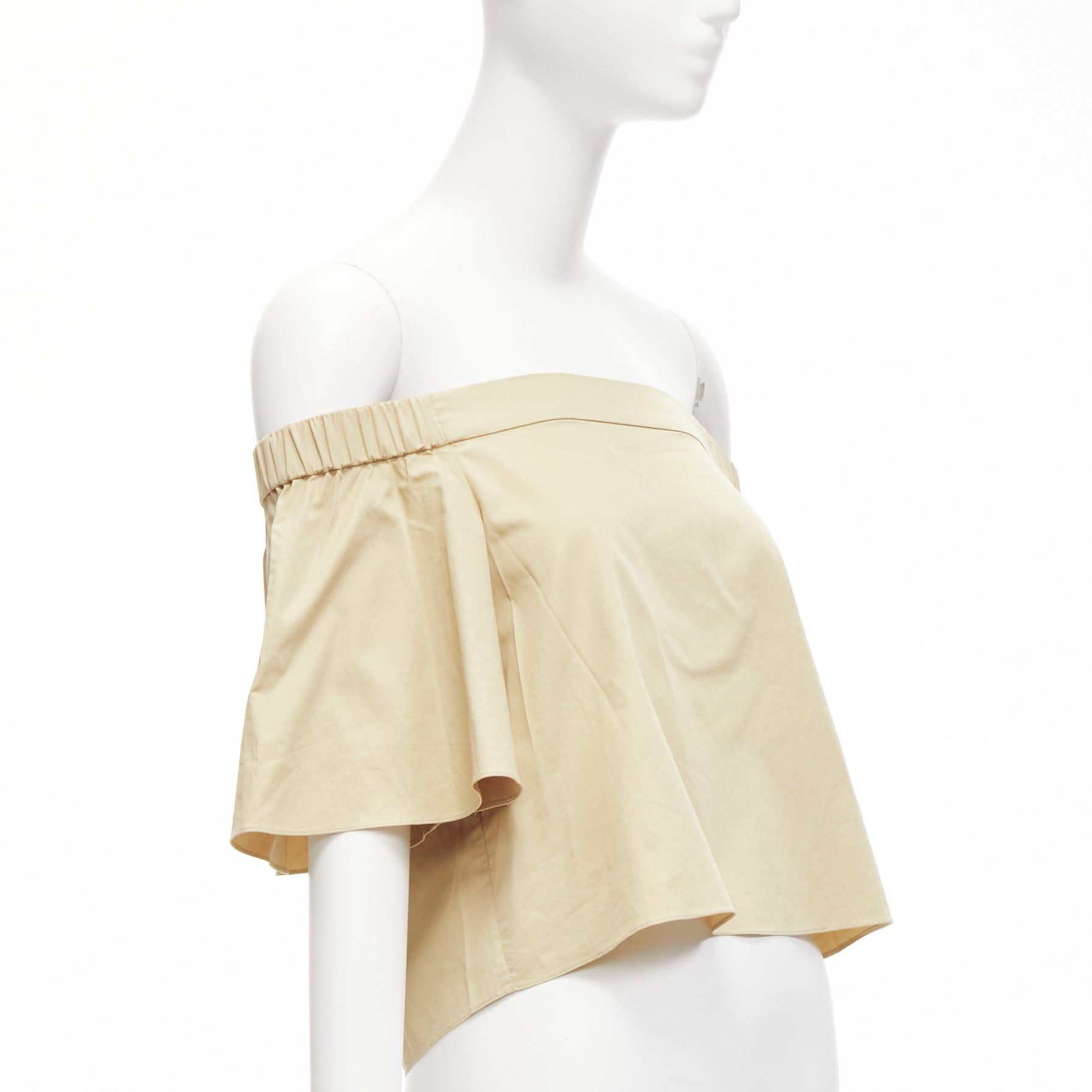 Tibi TIBI 100% cotton khaki off shoulder bell sleeves flared cropped top US0 XS Size XS / US 0-2 / IT 36-38 - 1 Thumbnail