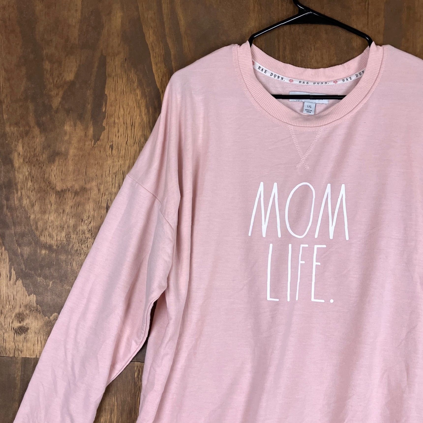 Vintage Rae Dunn Womens Shirt Soft Pink Mom Life Crew Neck Long Sleeve Stretch Large Size L / US 10 / IT 46 - 3 Thumbnail