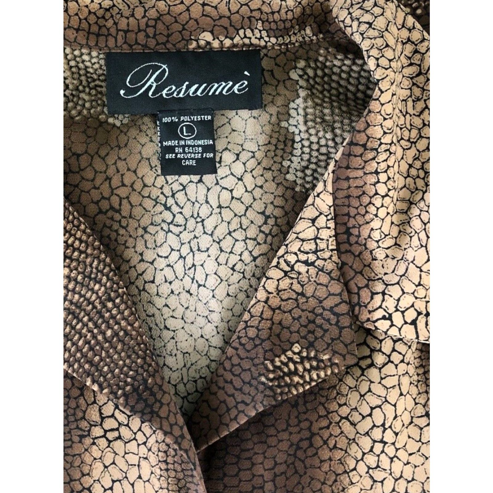 Etro VINTAGE Resume Blouse Shirt L Brown Geometric ButtonUp LongSleeve 60s 70s Bohemian Career Womens Size L / US 10 / IT 46 - 4 Thumbnail