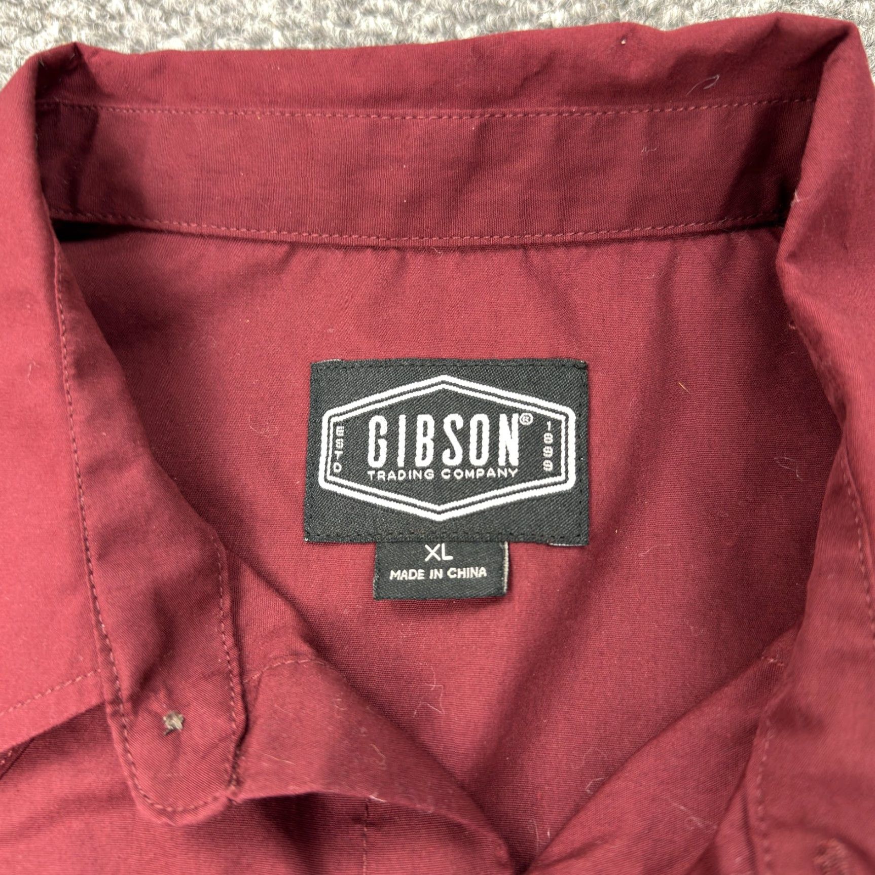 Vintage Gibson Trading Company Shirt Mens XL Maroon Western Pearl Snap Long Sleeve Button-Up Size US XL / EU 56 / 4 - 4 Thumbnail
