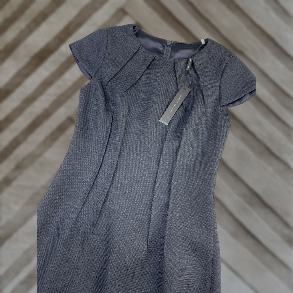 NWT Elie Tahari Laser Cut Dart Dress Dark Blue Lined Womens Size 0