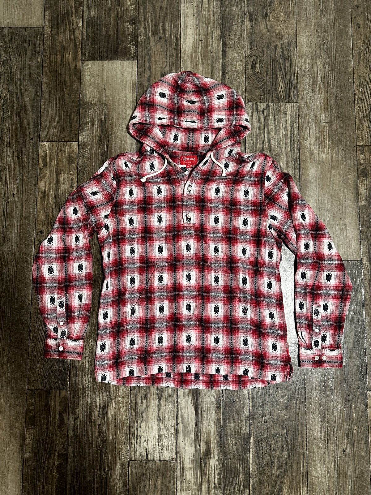 Pre-owned Supreme 2014 Shadow Plaid Hoodie In Red
