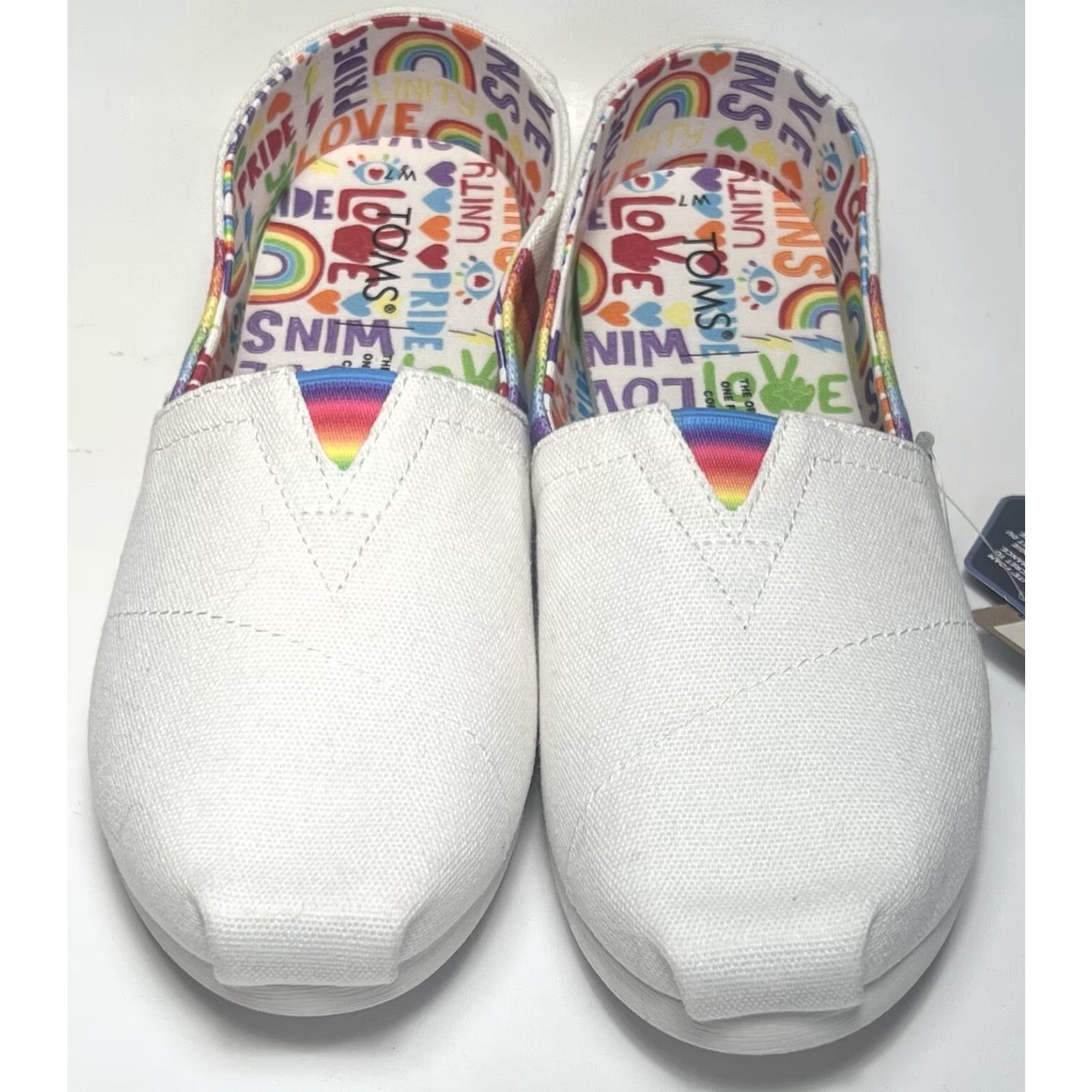 Toms TOMS Alpargatas Slip-On Pride Rainbow White Canvas Women’s Flat Shoes 7 M Size US 5 / IT 35 - 4 Thumbnail