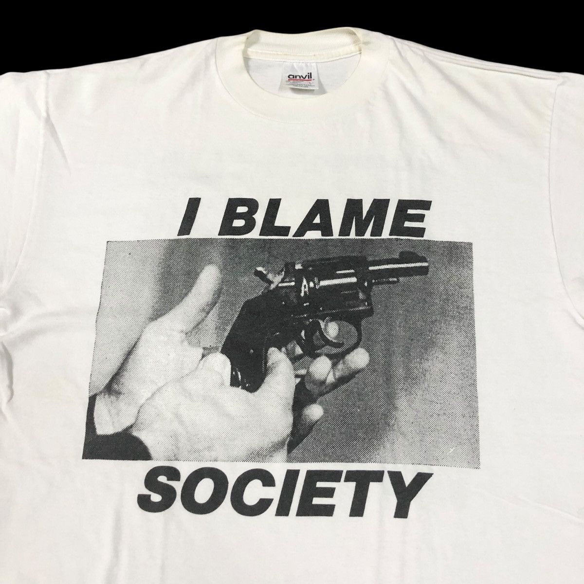Vintage Vintage 90s Don Rock I Blame Society Terror Worldwide Shirt Size US L / EU 52-54 / 3 - 3 Thumbnail