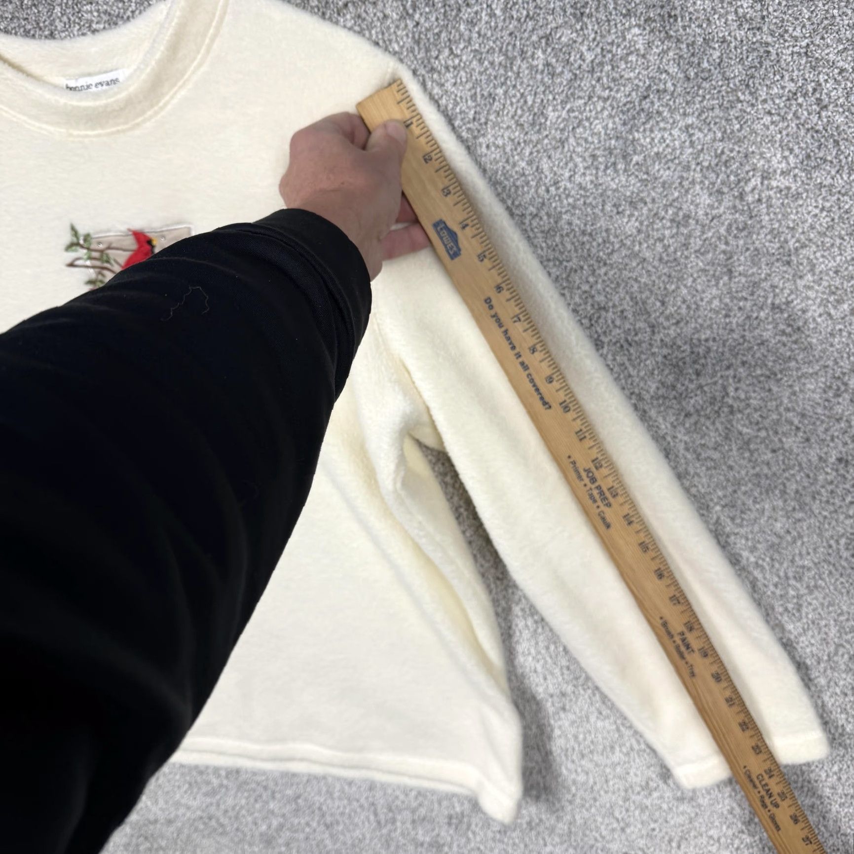 Vintage Bonnie Evans Fleece Sweater Womens L Cream Cardinal Embroidered Bird Grandmacore Size L / US 10 / IT 46 - 3 Thumbnail