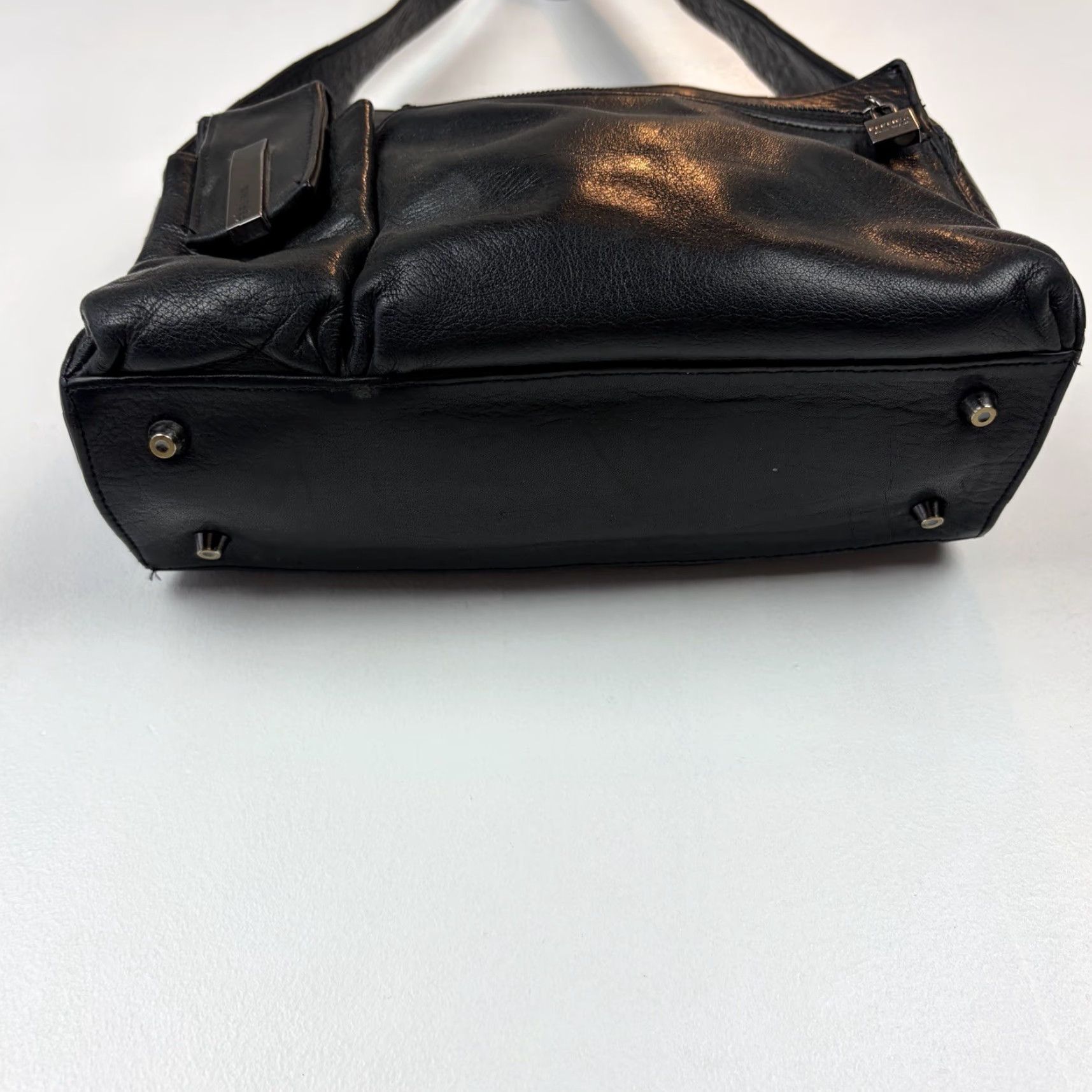Vintage VINTAGE Perlina Leather Purse Shoulder Bag Black 90s Y2K Women Medium Leather Purse Shoulder Bag Vintage Style Mens Womens Girls Size ONE SIZE - 5 Thumbnail