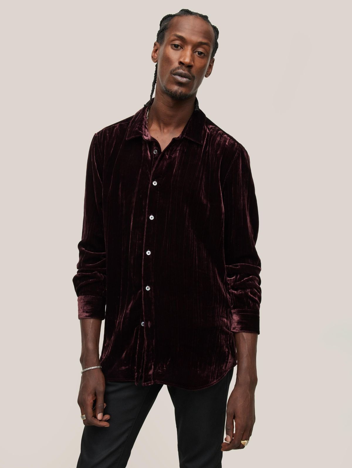John Varvatos Crinkled Velvet slim Shirt large Size US L / EU 52-54 / 3 - 1 Thumbnail