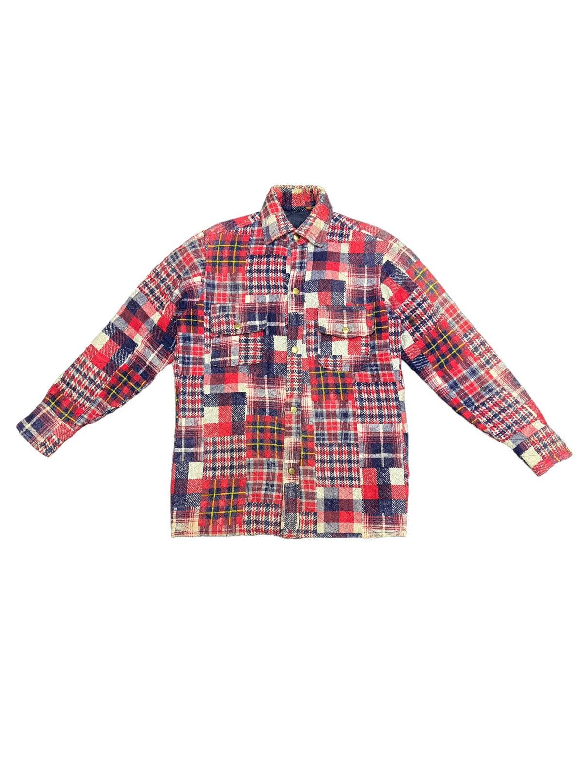 Vintage Vintage Patchwork Flannel Jacket Brass Button Up Size US M / EU 48-50 / 2 - 1 Thumbnail