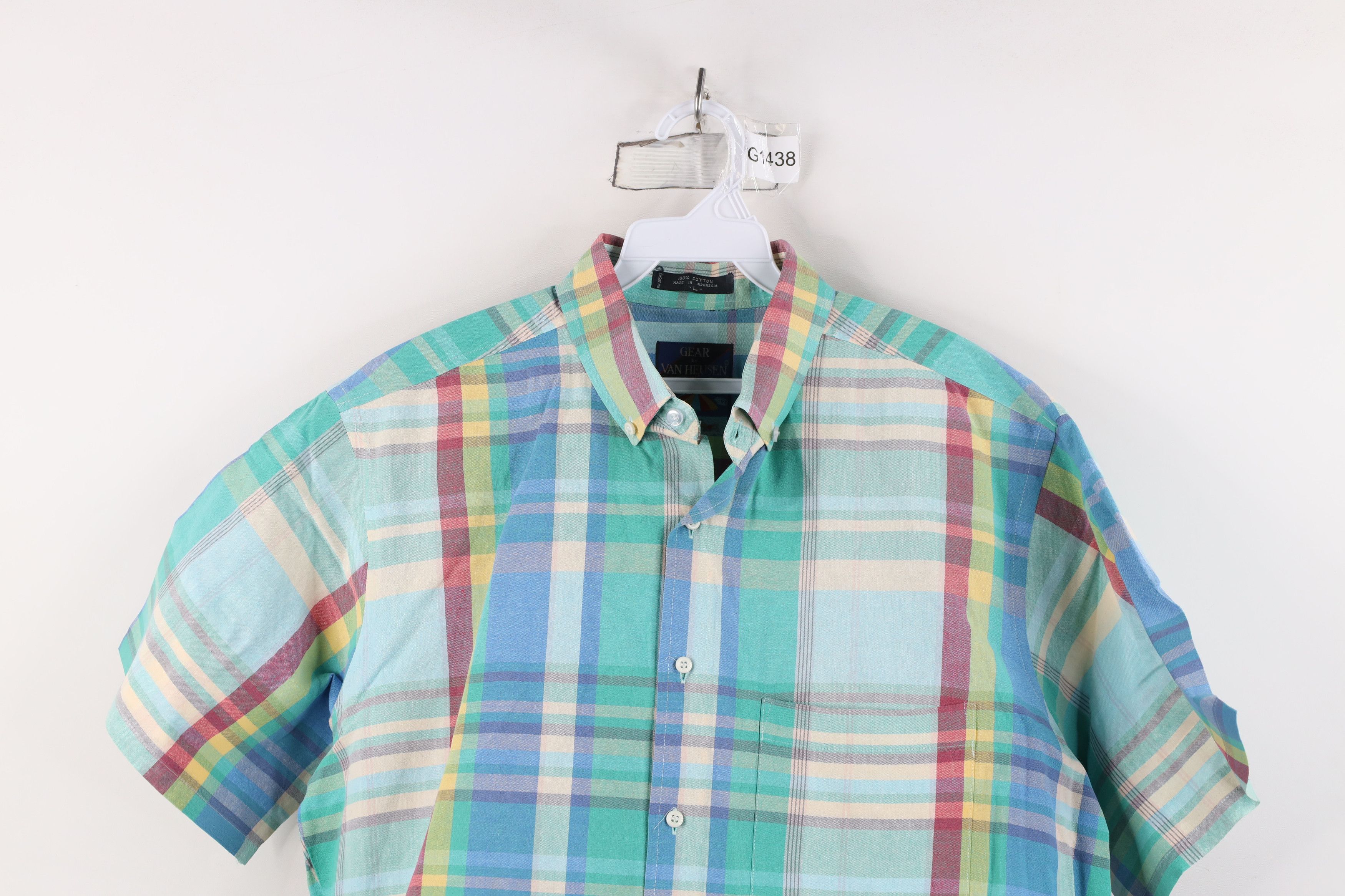 Vintage Vintage 90s Streetwear Rainbow Madras Button Down Shirt Size US L / EU 52-54 / 3 - 2 Thumbnail