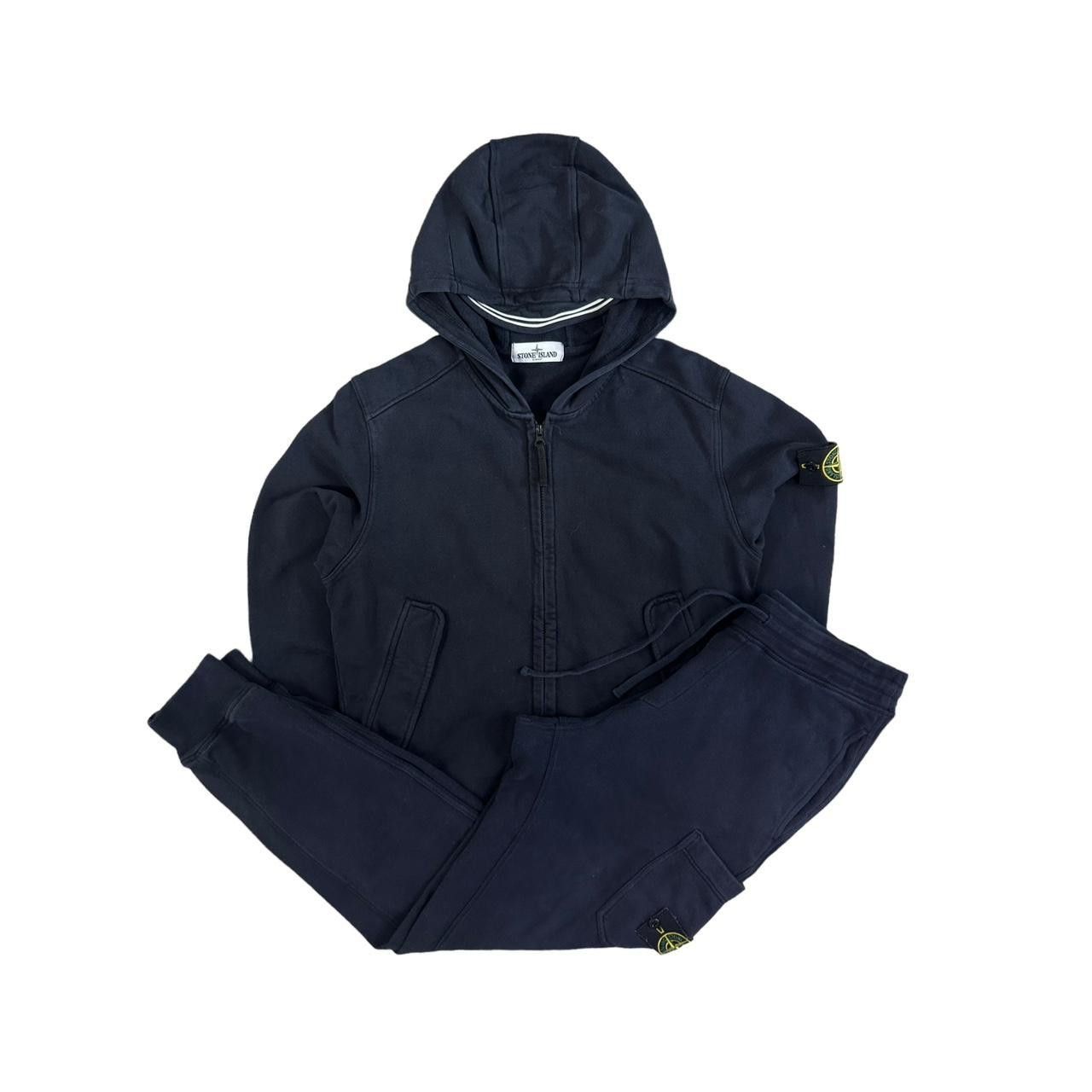 image of Stone Island Matching Tracksuit Hoodie & Joggers in Navy, Men's (Size Large)