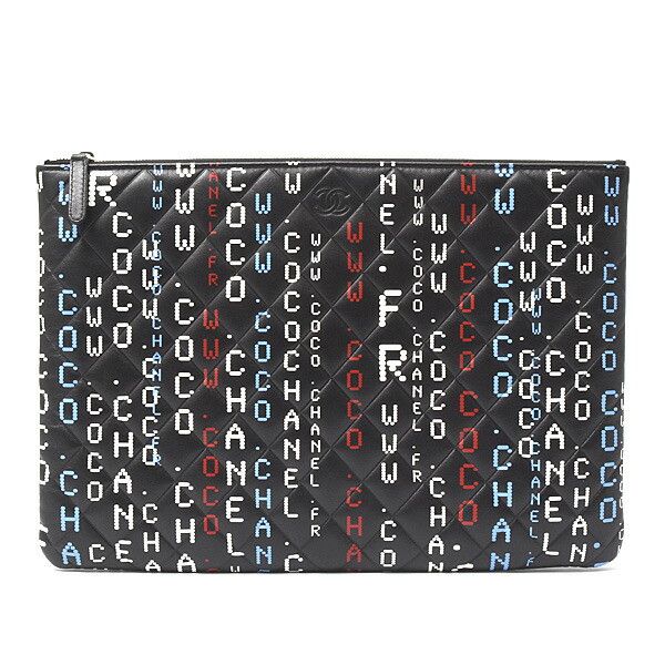 Chanel Chanel Chanel Lambskin Typography Clutch Bag Black Leather Clutch Bag 24＊＊＊＊＊＊ in Great Condition Size ONE SIZE - 1 Thumbnail