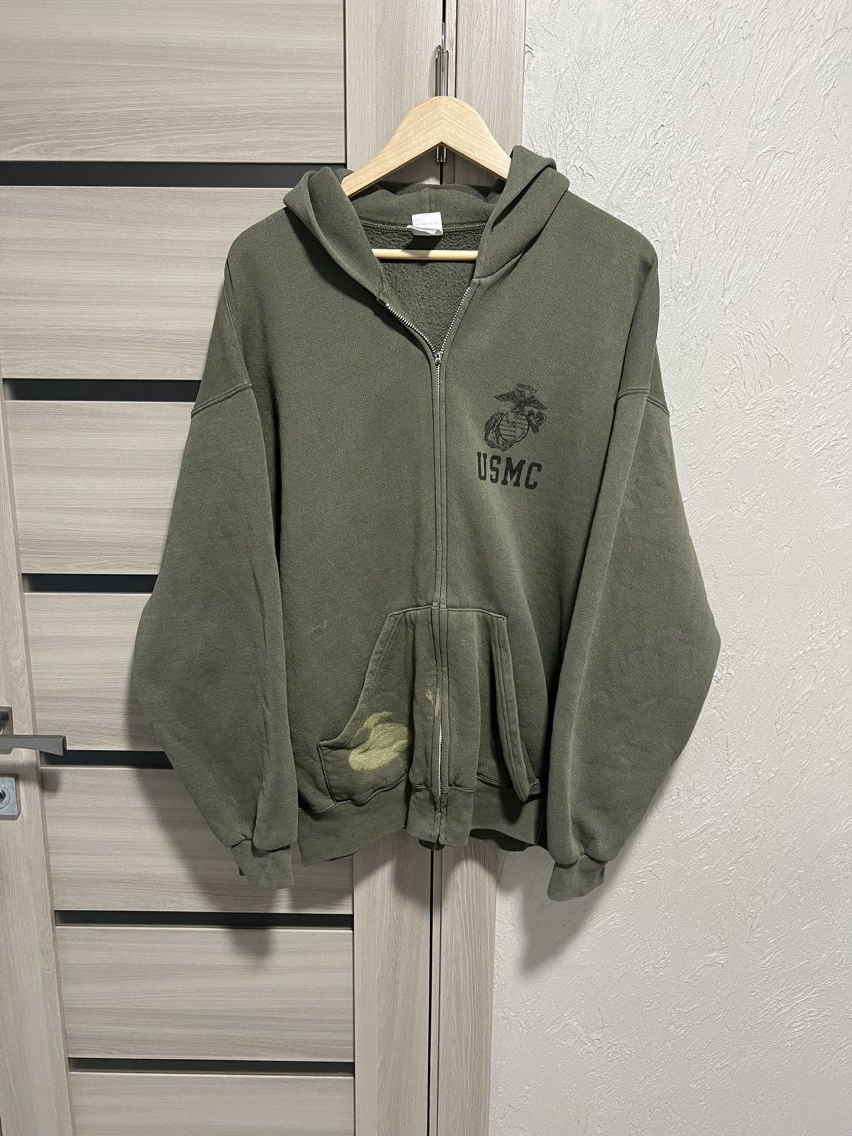 Vintage 90s USMC Zip Hoodie Soffee Vintage Size US XXL / EU 58 / 5 - 15 Thumbnail