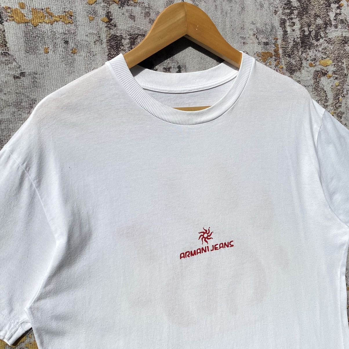 Emporio Armani × Giorgio Armani × Vintage Vintage Armani Jeans Loves Fire Shirt Backhit Fire Armani Size US M / EU 48-50 / 2 - 6 Thumbnail