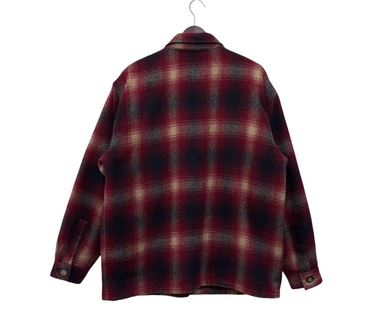 Vintage Vintage Classic Burgundy Wool Plaid Tartan Works Jacket Size US L / EU 52-54 / 3 - 7 Thumbnail