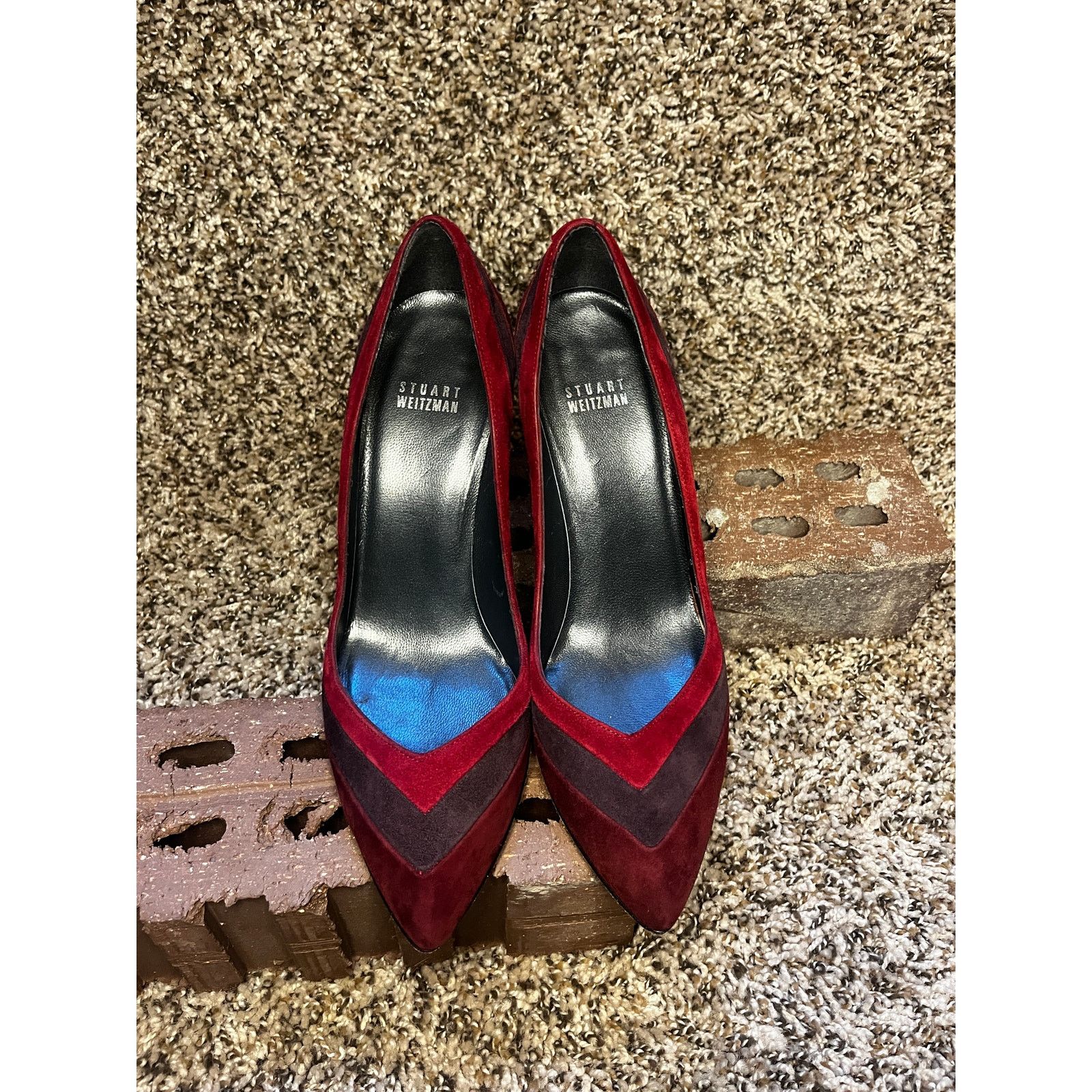 Stuart Weitzman Stuart Weitzman Chevron Suede Stilettos Pump Red Women's 8M Size US 8 / IT 38 - 6 Thumbnail