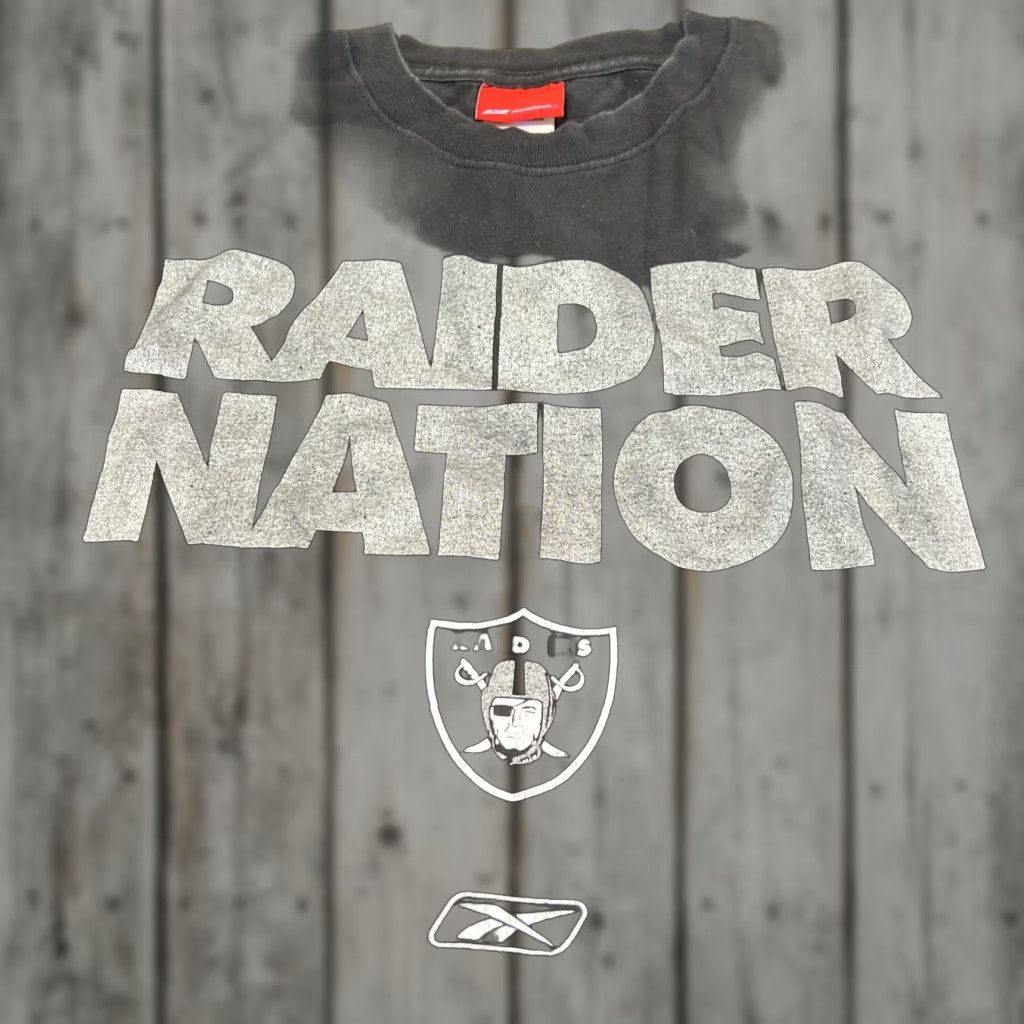 Reebok Vintage Reebok Raider Nation Graphic T Shirt Mens 2XL Black Silver Faded Big Size US XXL / EU 58 / 5 - 1 Thumbnail