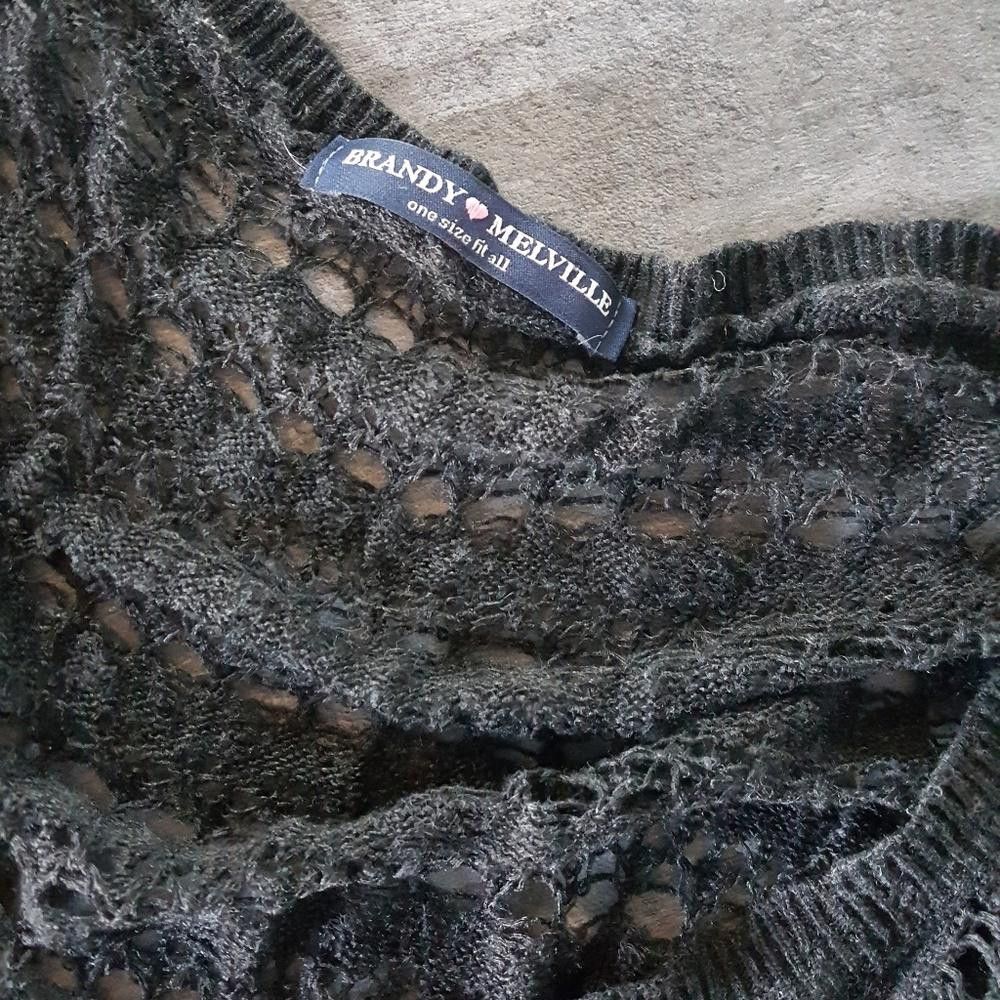 Designer Black Open Knit Melville Sweater Long Sleeve Size ONE SIZE - 3 Thumbnail