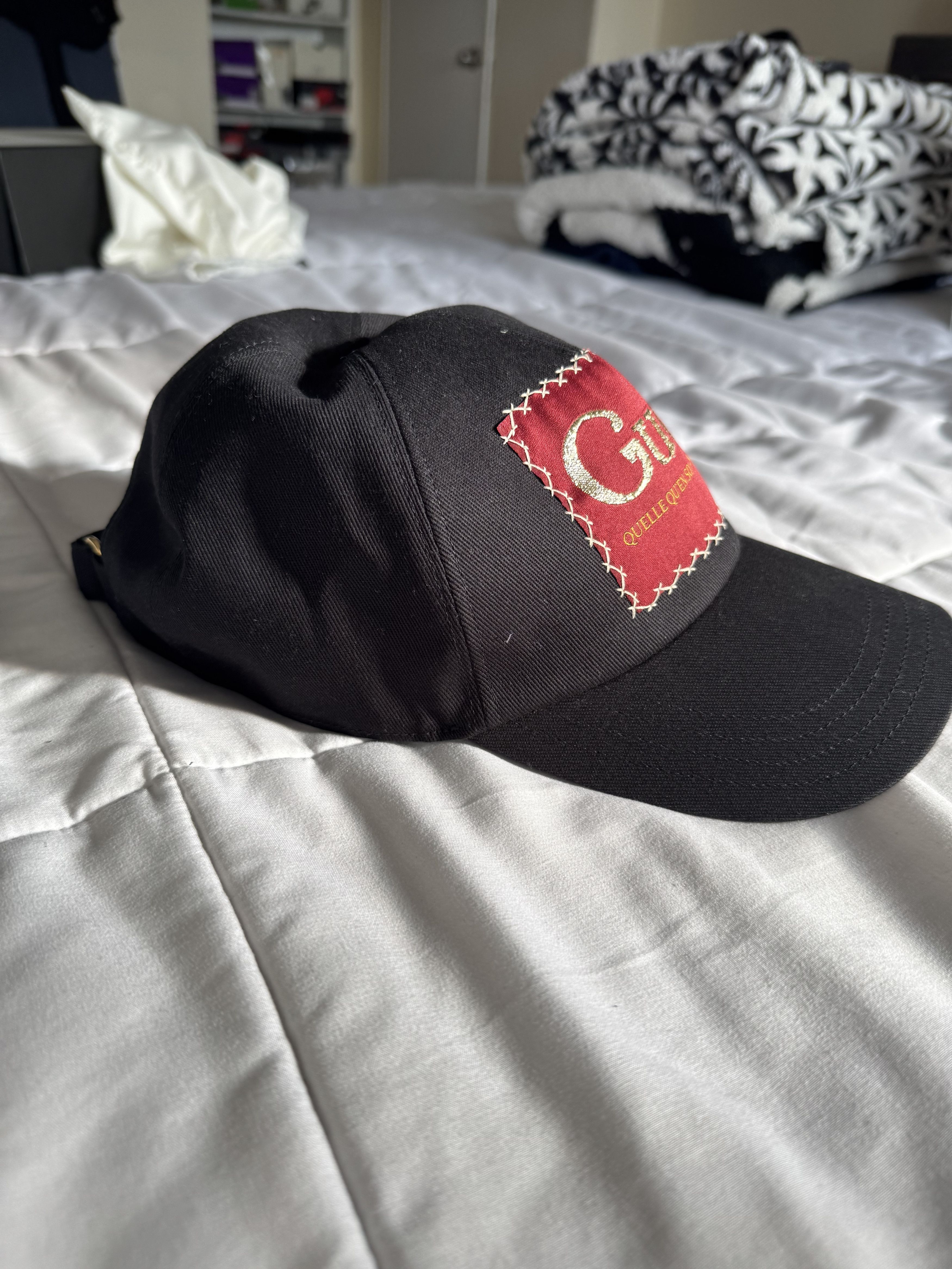 Gucci Gucci Black Cap With Red Patch and Gold Logo Size ONE SIZE - 3 Thumbnail