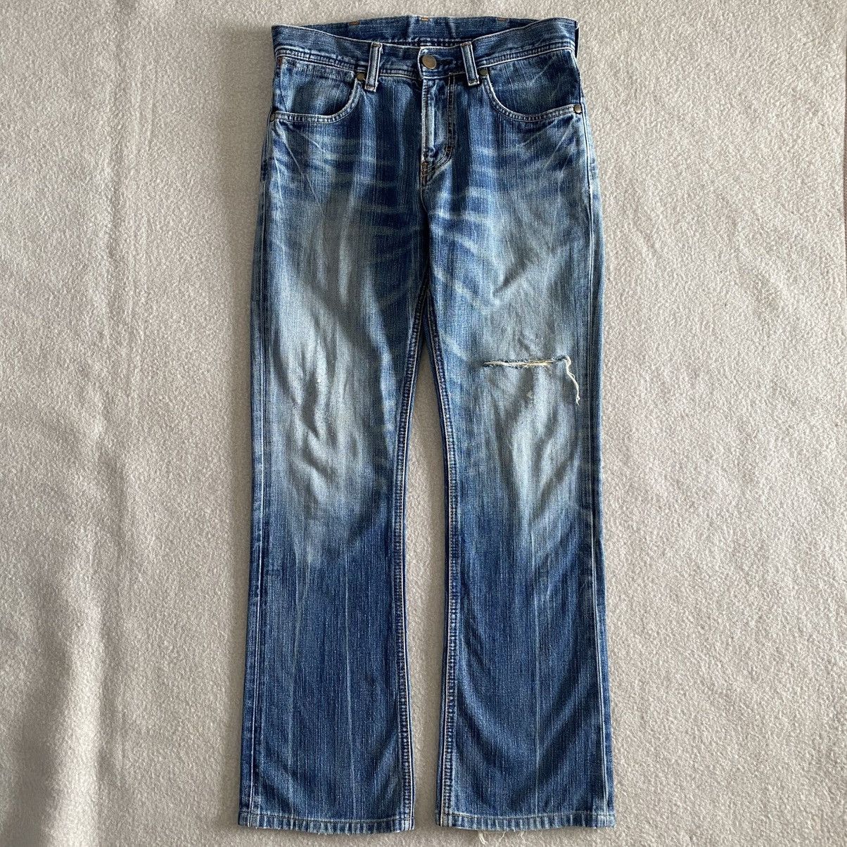 If Six Was Nine × Le Grande Bleu (L.G.B.) × Tornado Mart Wrangler Super Flared Distressed Denim w32 Size US 31 - 1 Thumbnail