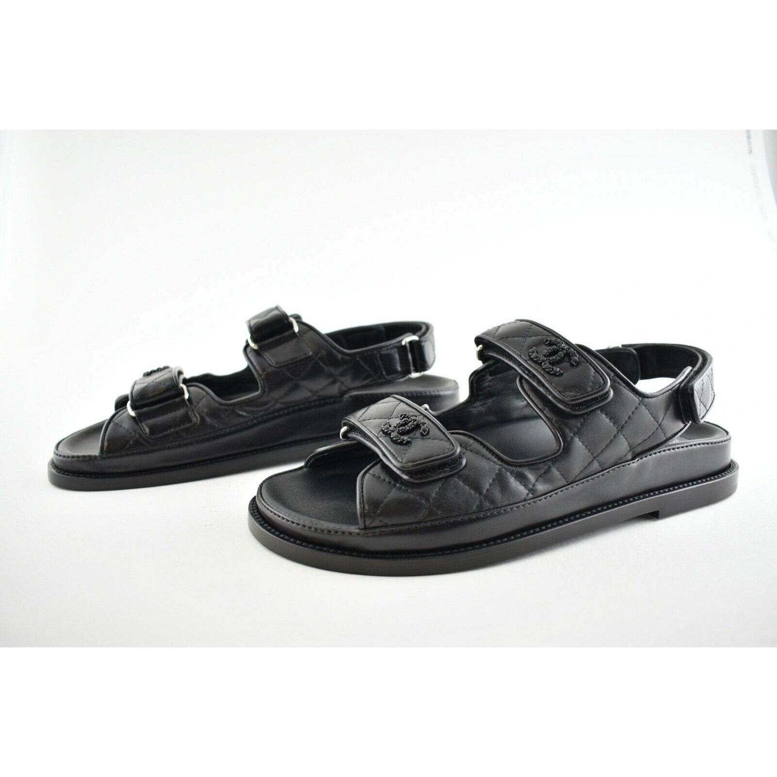 Chanel Chanel Black Leather Quilted Chain CC Logo Mule Slide Size US 11 / IT 41 - 10 Thumbnail