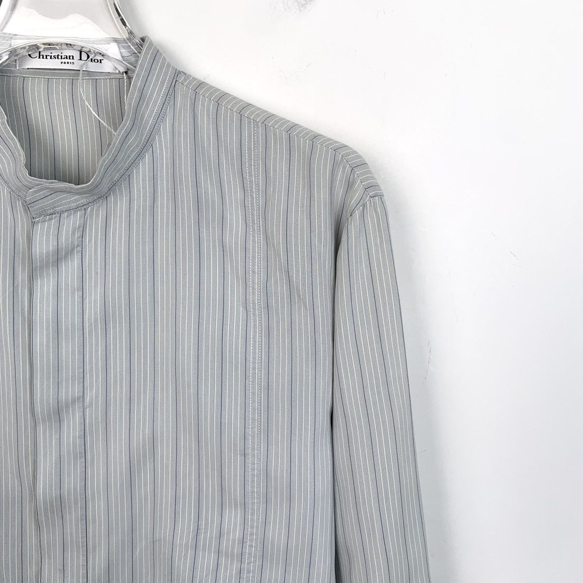 Dior Dior Light Blue Striped Silk Long Sleeve Shirt K26WX Size US S / EU 44-46 / 1 - 3 Thumbnail