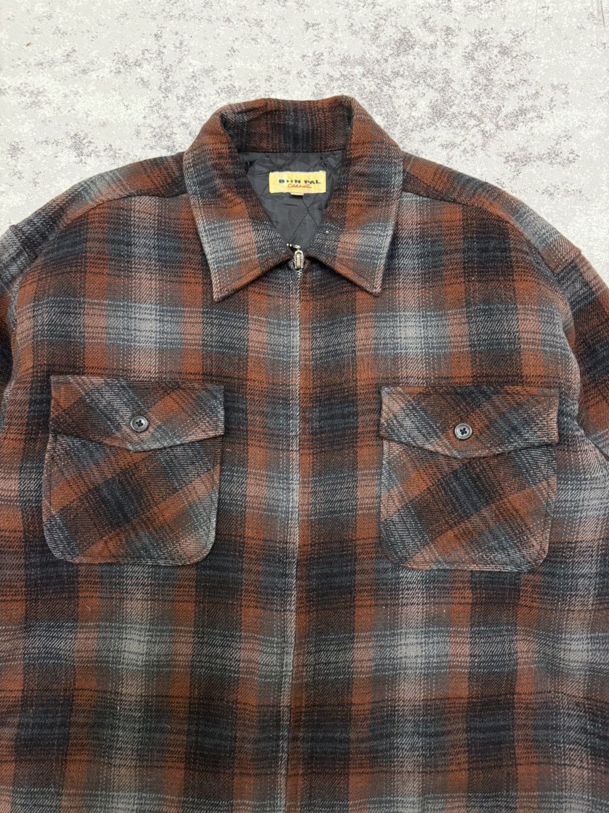 Japanese Brand VINTAGE BOON PAL CHEKERED FLANEL ZIPER QUILTED LINED SHIRT Size US M / EU 48-50 / 2 - 6 Thumbnail