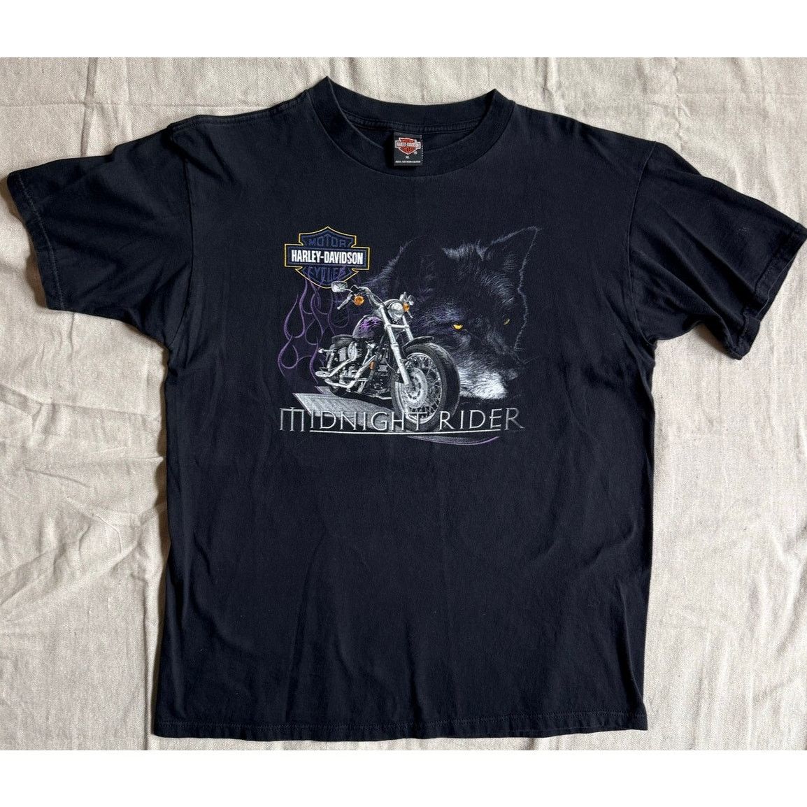 Harley Davidson Vintage Harley Davidson Midnight Rider Tee Large Made in USA Size US XL / EU 56 / 4 - 1 Thumbnail