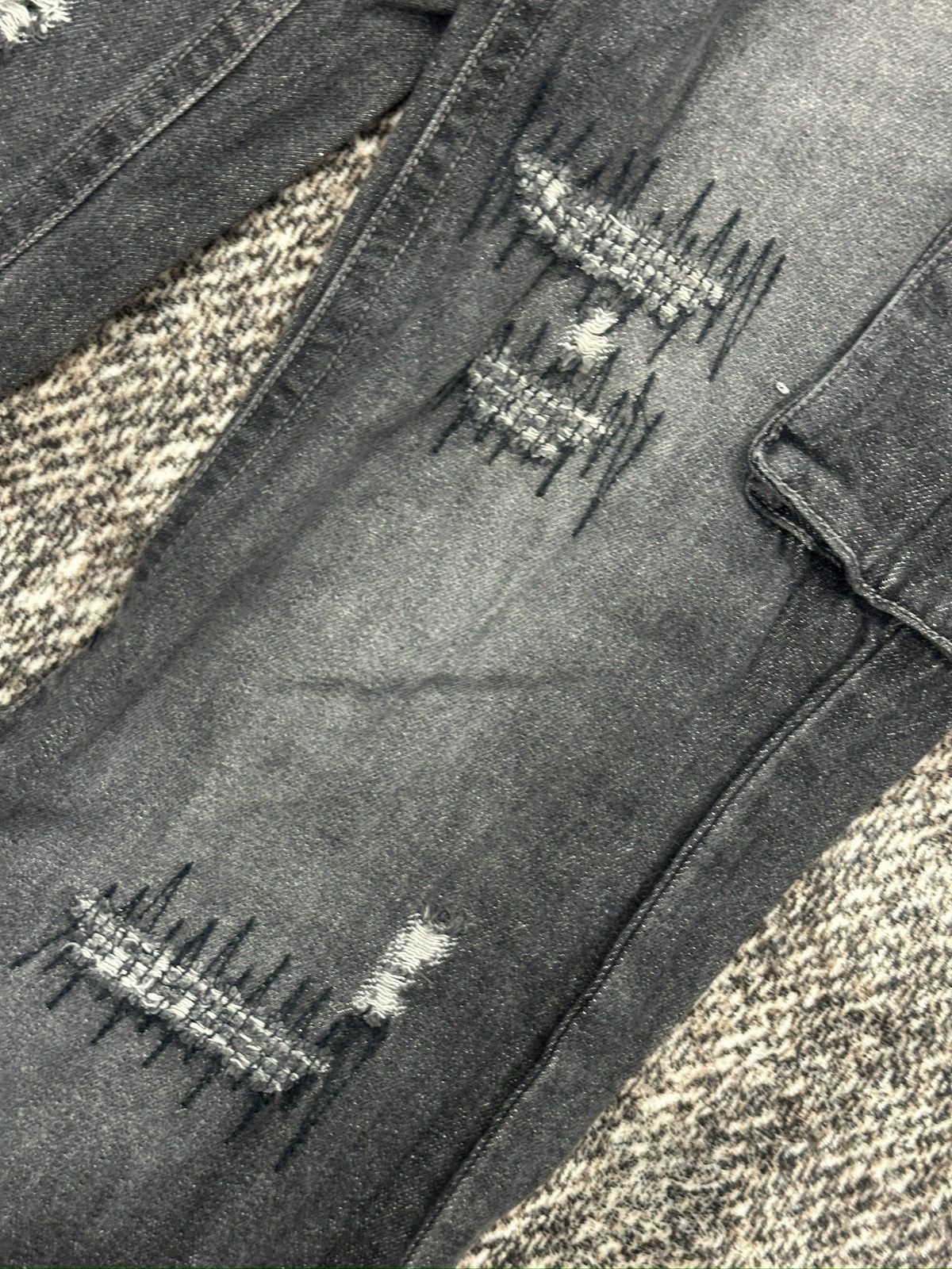 If Six Was Nine × Japanese Brand × Le Grande Bleu (L.G.B.) Zero Sail Distressed Zig Zag Black Wash denim Size US 34 / EU 50 - 4 Thumbnail